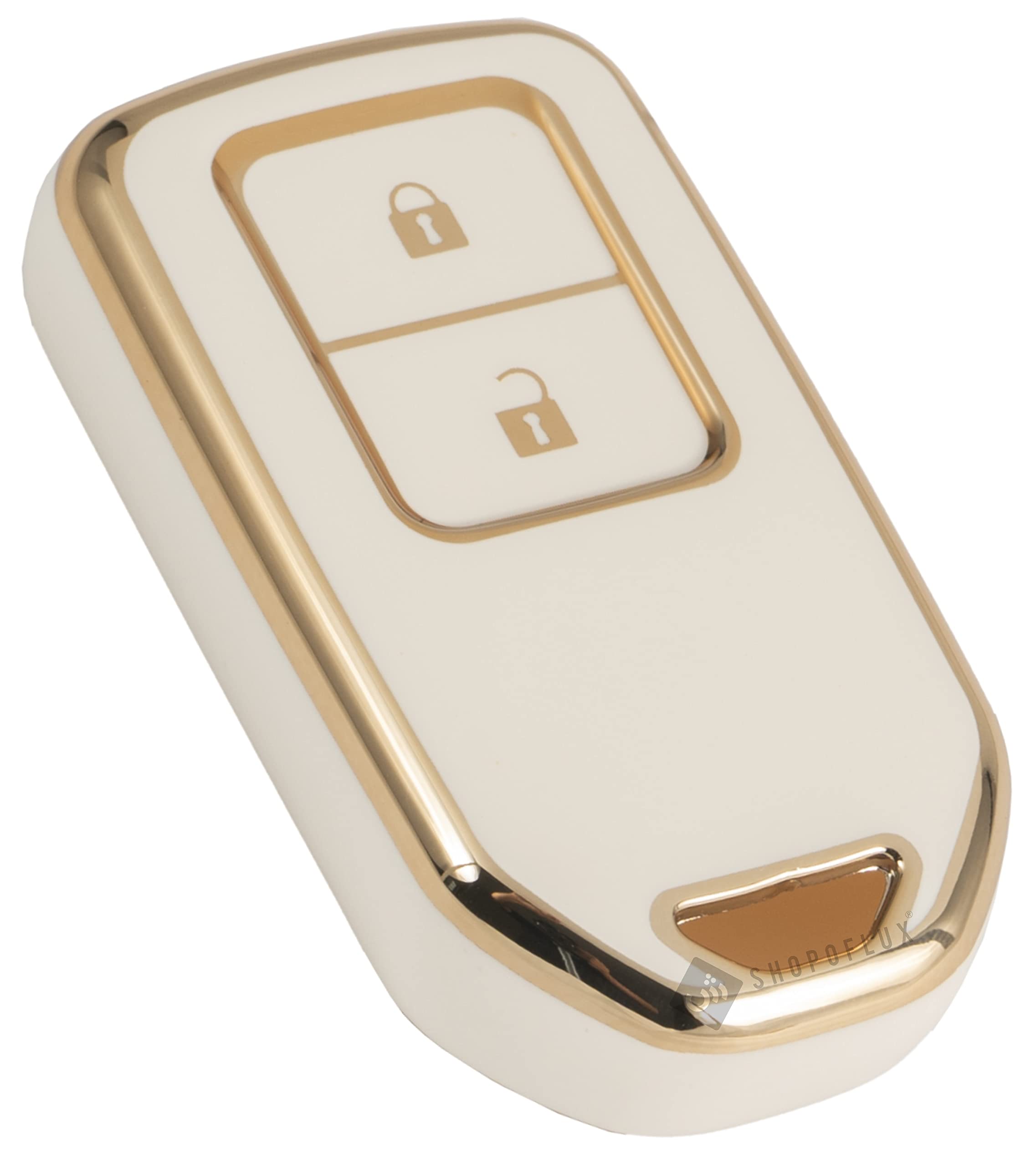 Shopoflux® TPU Key Cover Compatible for Honda Elevate | BRV | WRV | CRV | Jazz | City 2 Button Smart Key (White)