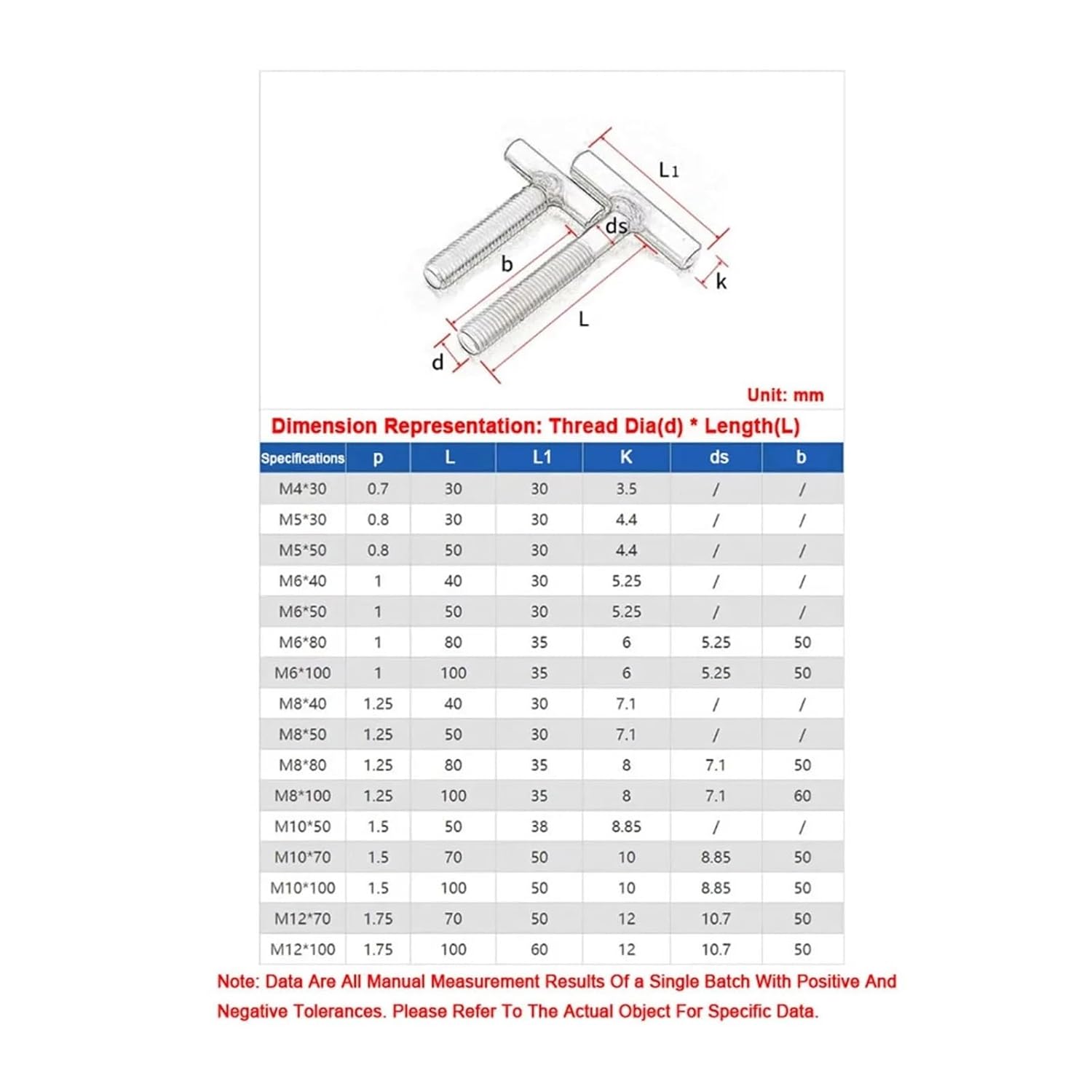 304 Stainless Steel T-Shaped Cylindrical Welding Bolt M5 M6 M8 M10 M12(1pcs M10X55)