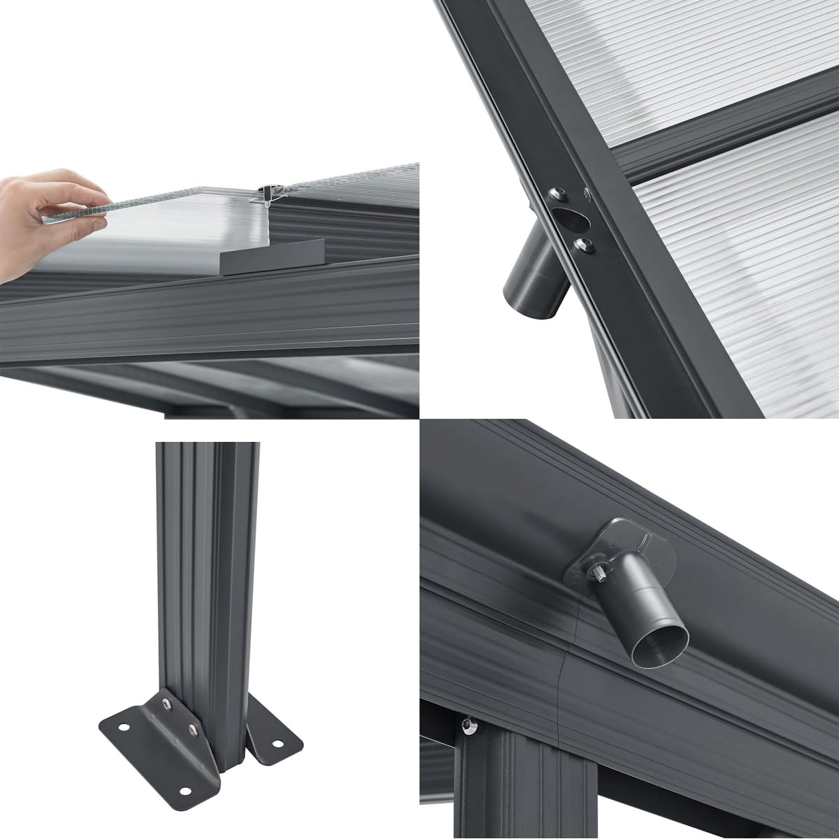 Aluminium Carport München Überdachung 5 x 3 m grau anthrazit KFZ PKW Auto Boot Hänger Fahrrad mit Aluminiumrahmen (Bogendach)