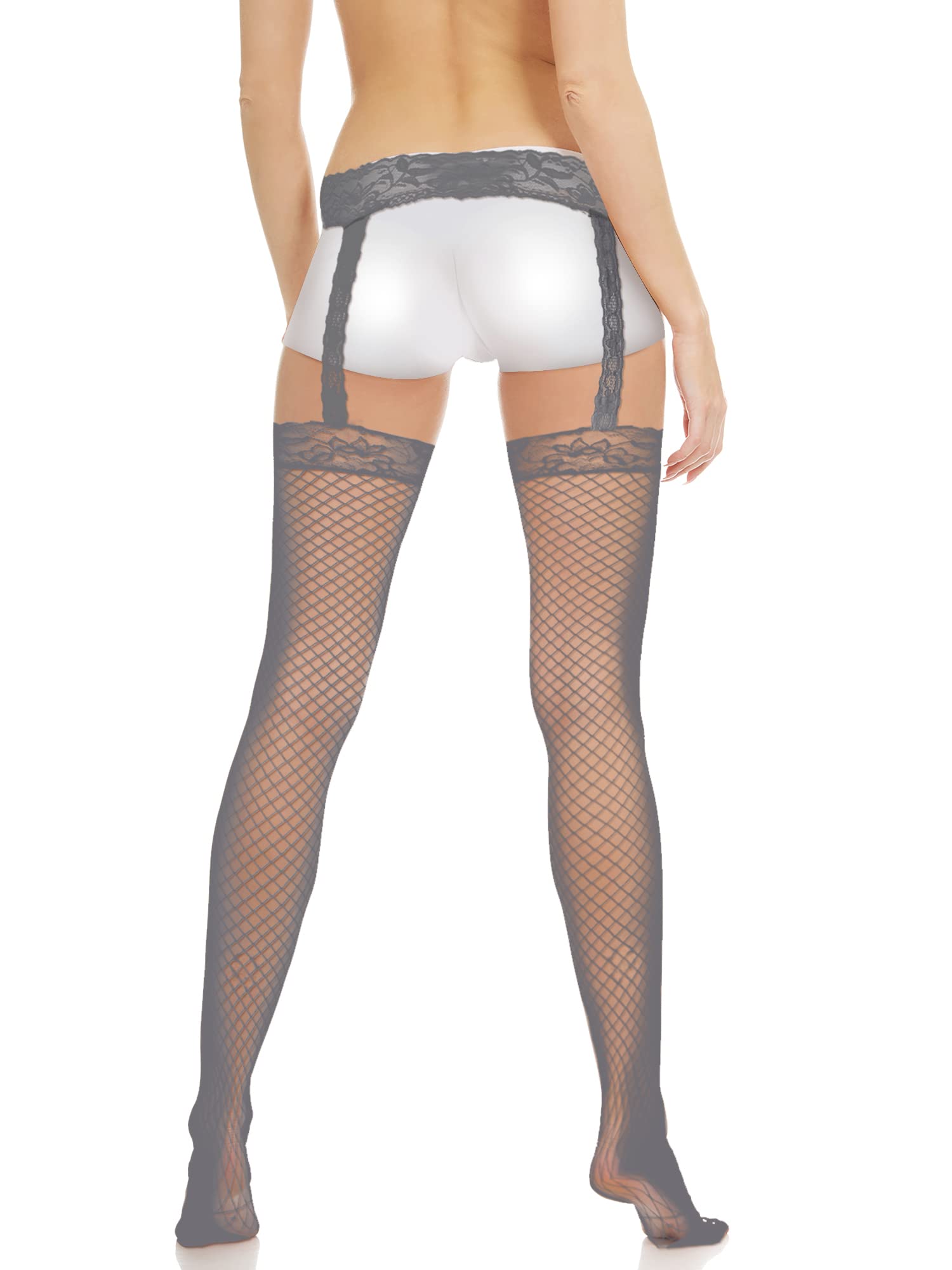Skylety 6 Pairs Women Fishnet Thigh High Stockings Garter Belts and Suspender Pantyhose Stockings for Halloween (Classic, Black,Medium): Skylety 6 Pairs Women Fishnet Thigh High Stockings Garter Belts and Suspender Pantyhose Stockings for Halloween (Classic, White, Grey, Light Blue, Carmine, Fluorescent Green, Black,X-Large-XX-Large)