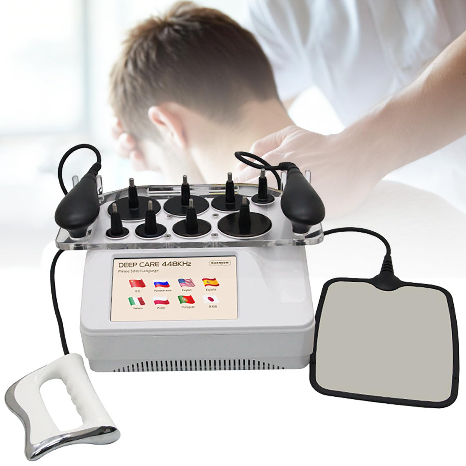 Macchina per diatermia tecarterapia 448K, Macchina Professionale per Terapia Fisica Tecar con RET/CET/JMD Maniglie, Sollevamento e rassodamento + modellamento + Sollievo dal Dolore