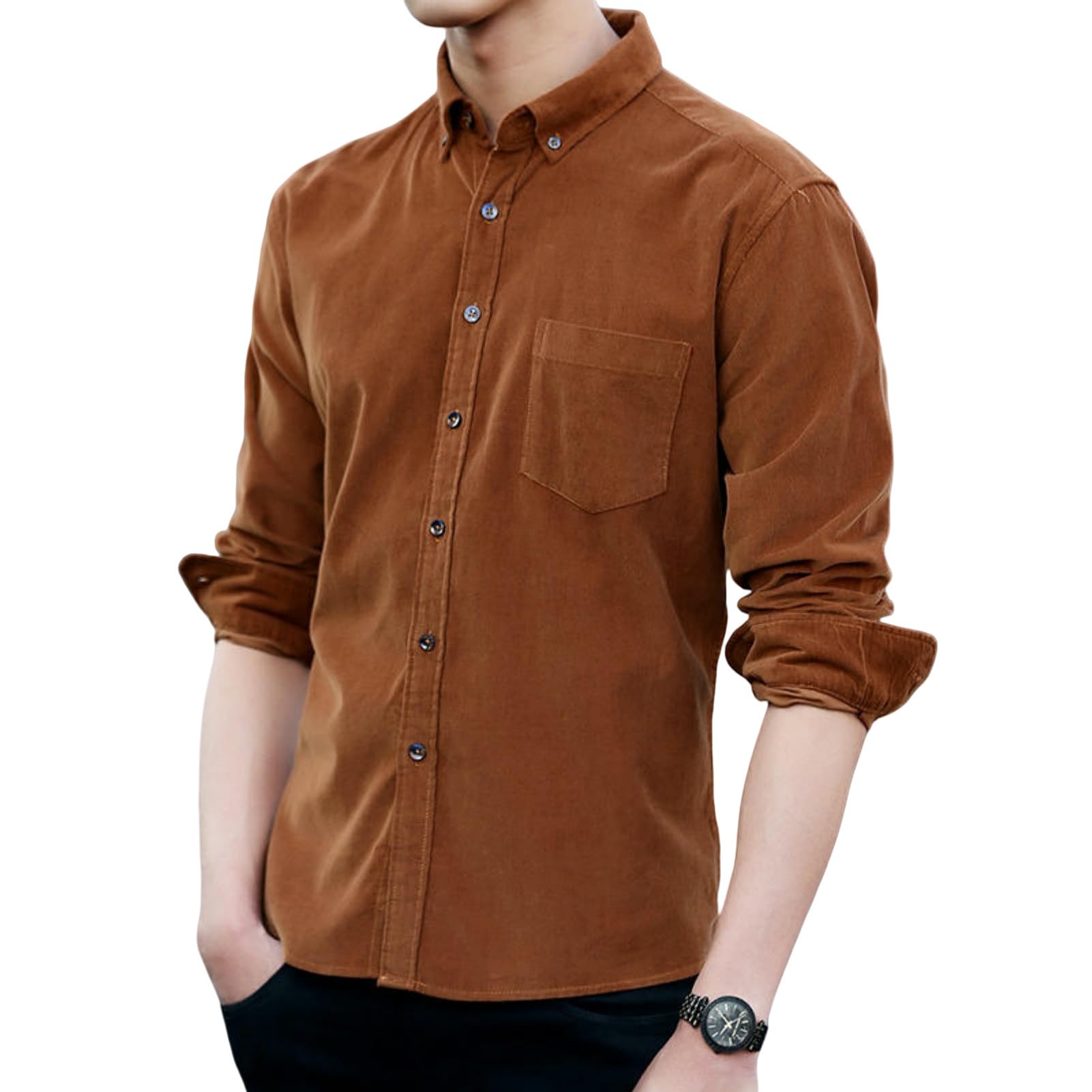 Camicia vintage da uomo autunno inverno a maniche lunghe