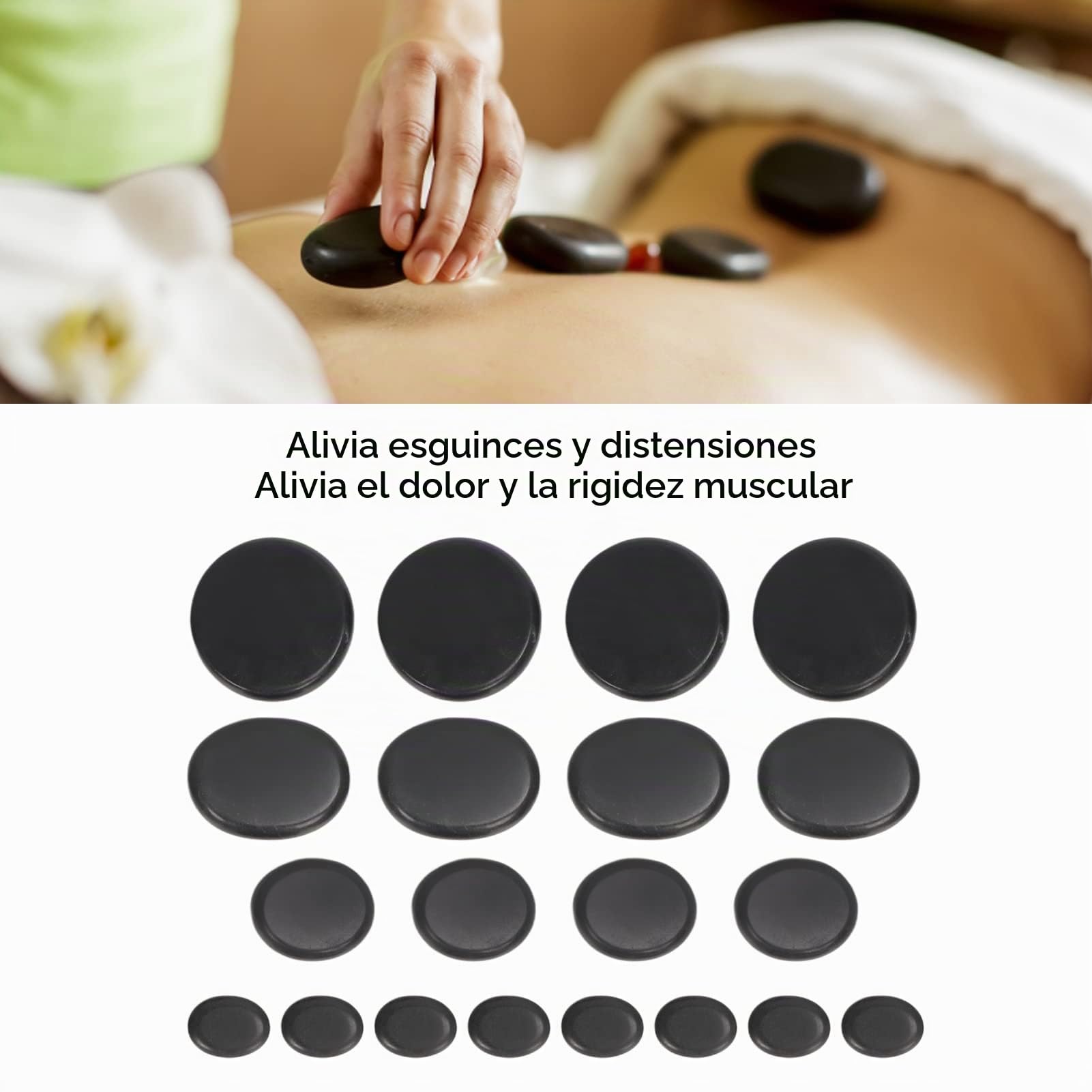 Piedras de Masaje ,Calentamiento sin Agua Calentamiento Rápido Esmaltado 20 PCS Kit de Masaje de Piedras Calientes para Tienda de Masajes para Atletas(#2)