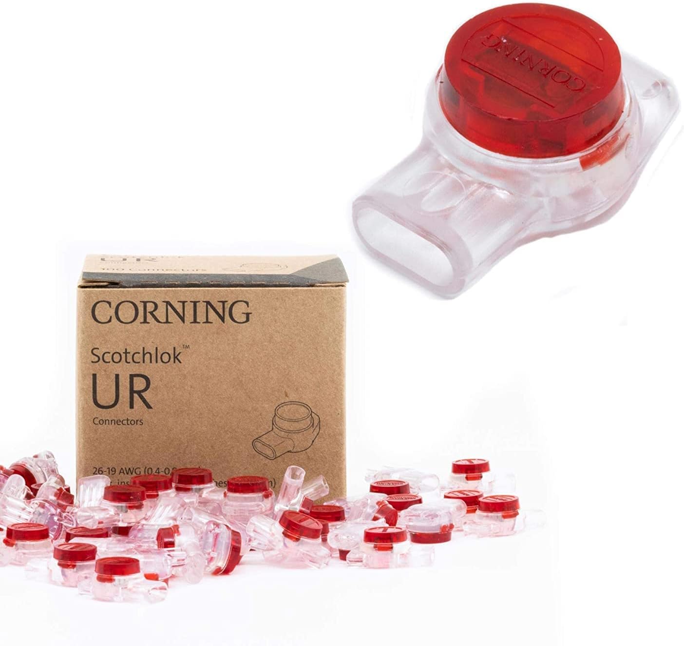 Corning UR Presslok 100 pk Solvent Resistant Splice Terminals for 2 or 3 Insulated Wires, Electrical, Automotive, Oil, Data, Telephone (100 Pack)