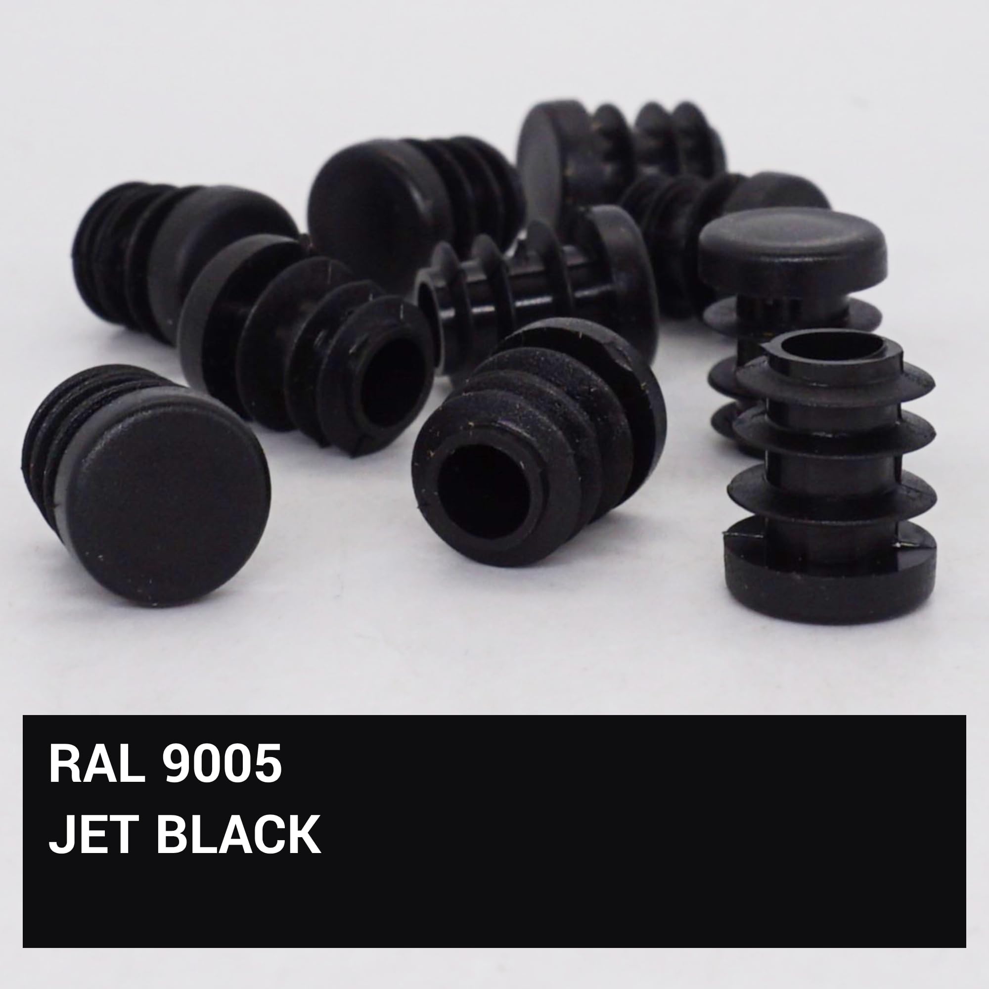 SKIR'CO (20 pcs) Round Tube Inserts 12 mm, Fence Post Plugs, Black Plastic Tube End Caps, Pipe Plugs, Black RAL 9005 - Image 3