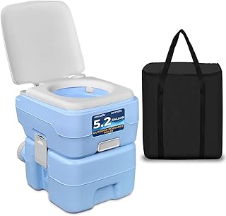 SereneLife 20L Outdoor Camping, Portable Toilet, Comfortable Flushable Portable Toilets for Adults, Travel Toilet, Porta Potty Loo, Detachable Waste Tank- Leak Proof & Carry Bag