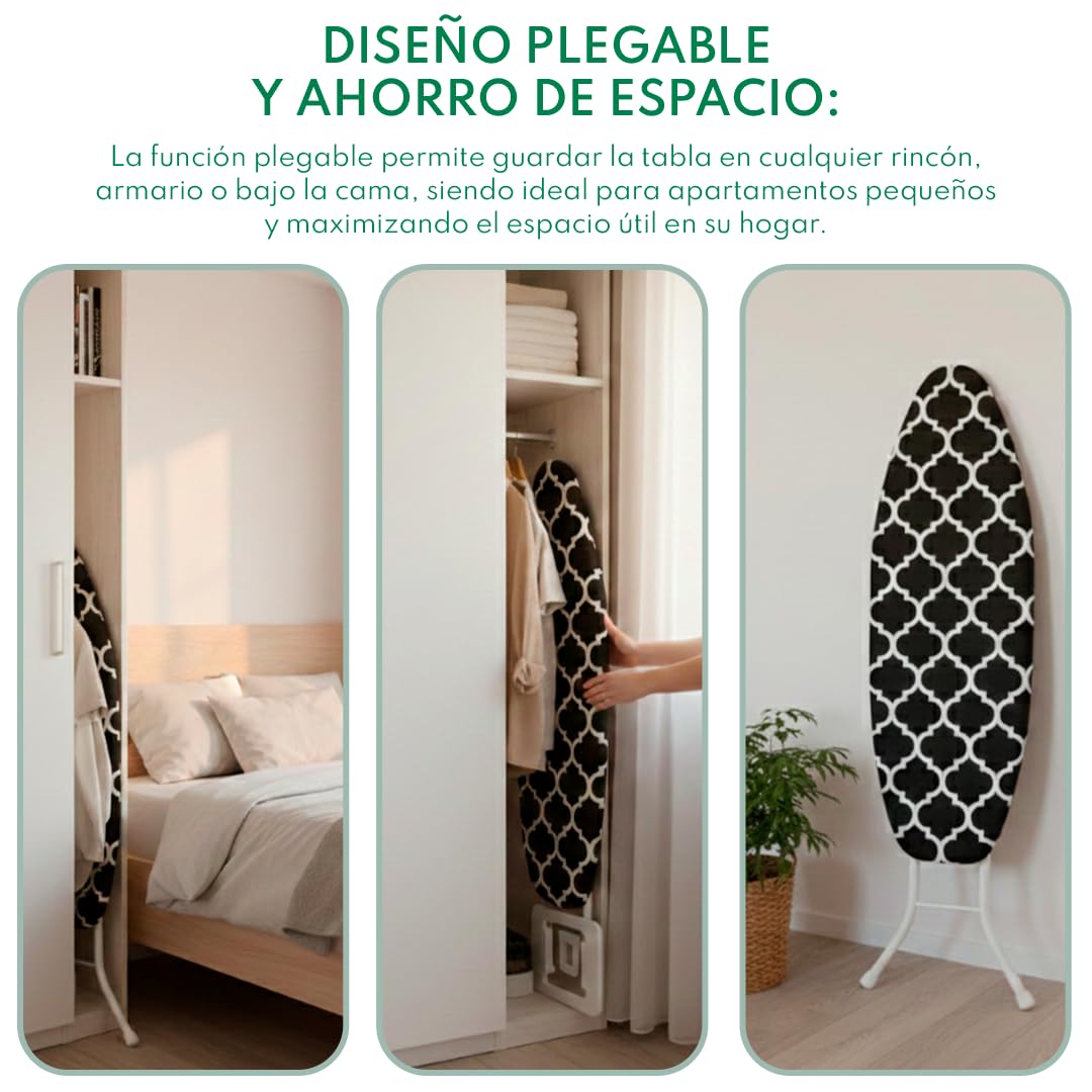 Nordiq - Tabla De Planchar - Tablas De Planchar - Tabla Plegable Y Ligera - Funda 100% Algodón - Rojo 117x84x34cm