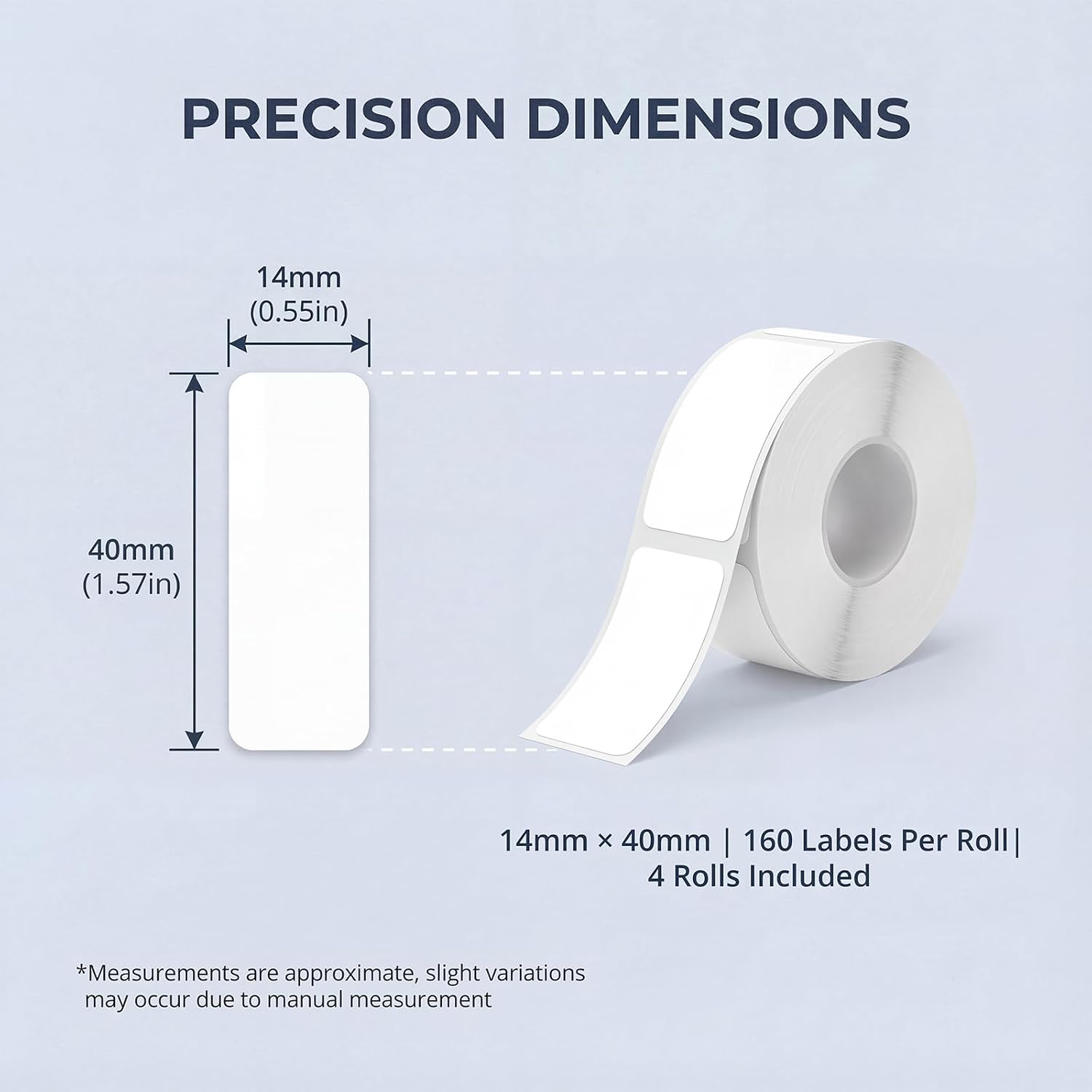 4 RollsLabel Maker Tape Compatible, 14 x 40mm (0.55" x 1.57") White Labeling Tape Tags Refills for NADAIIN N12, for Home Office(160 Labels/Roll)