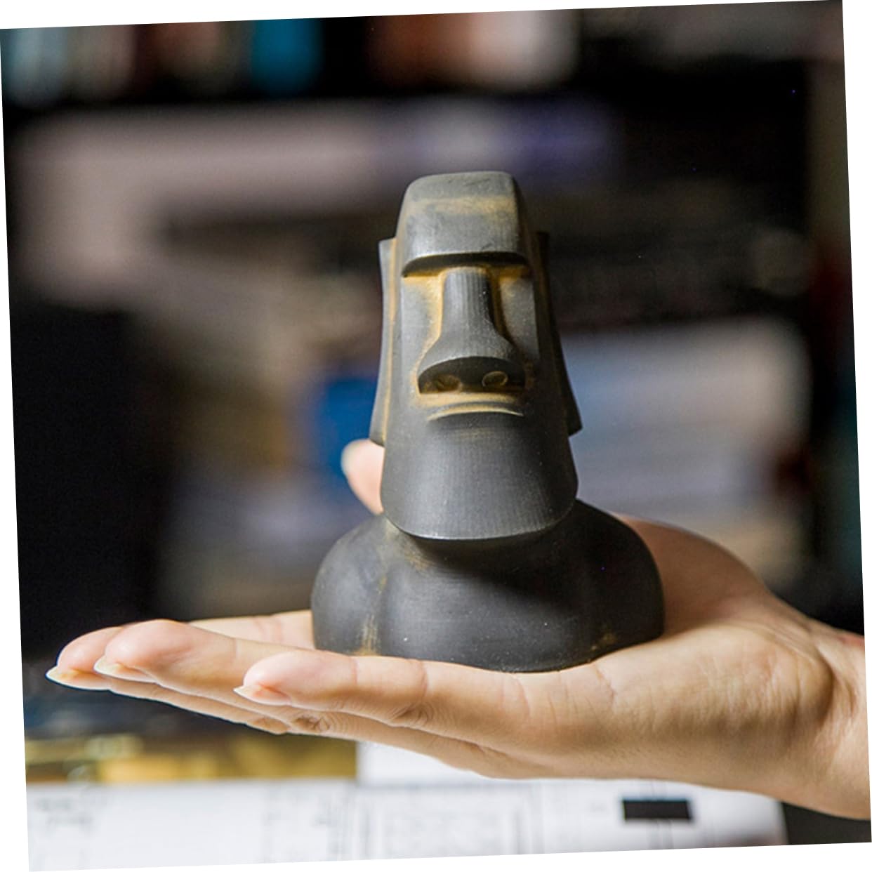 Cabilock Statua Moai Miniatura in Resina Decorazione da e Giardino Scultura Isola in Ornamentazione Versatile per Ufficio e Spazi Interni ed Esterni