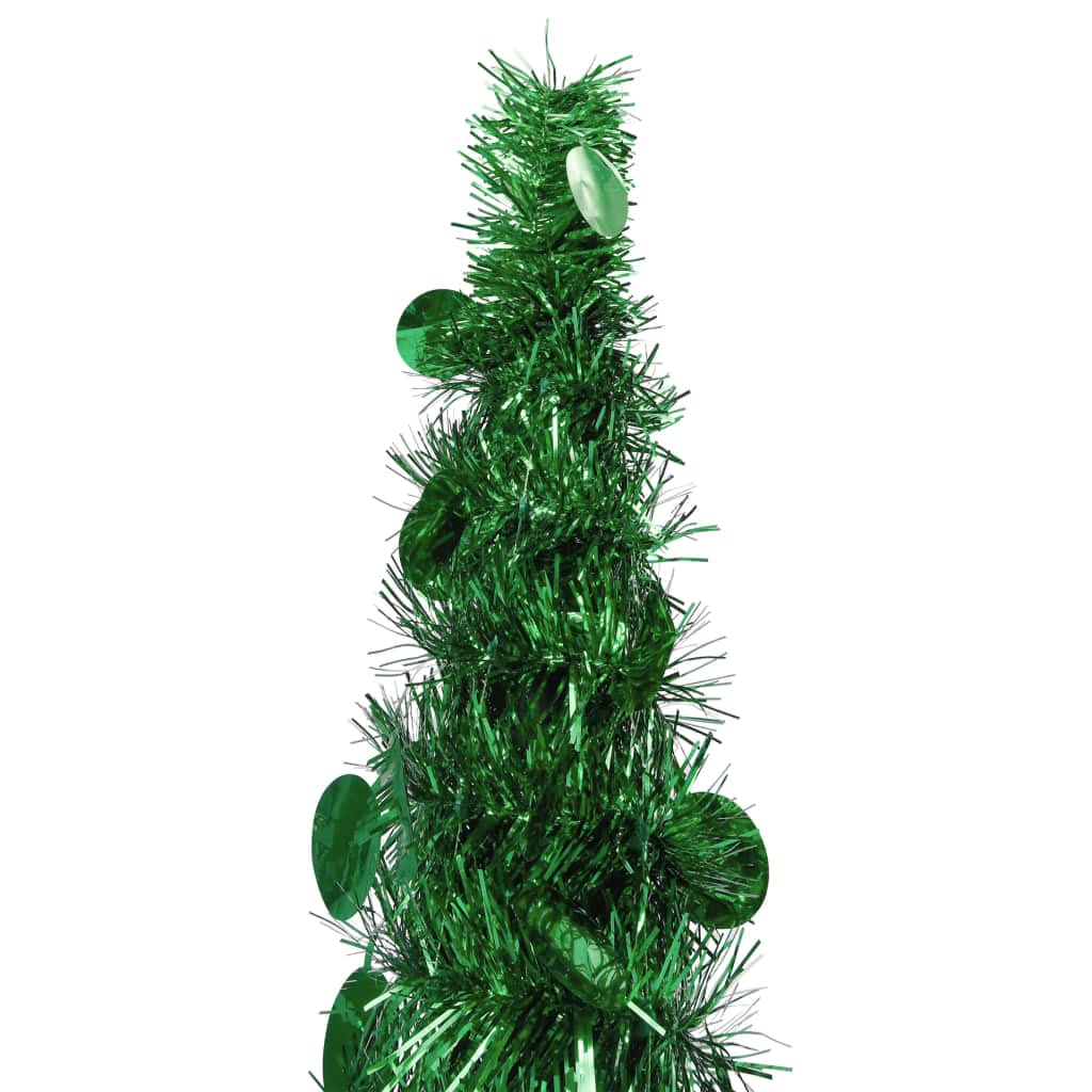 Árbol de Navidad artificial emergente verde de 180 cm, material de PET, montaje rápido, reutilizable, para interior y exterior protegido, ideal para decoración navideña