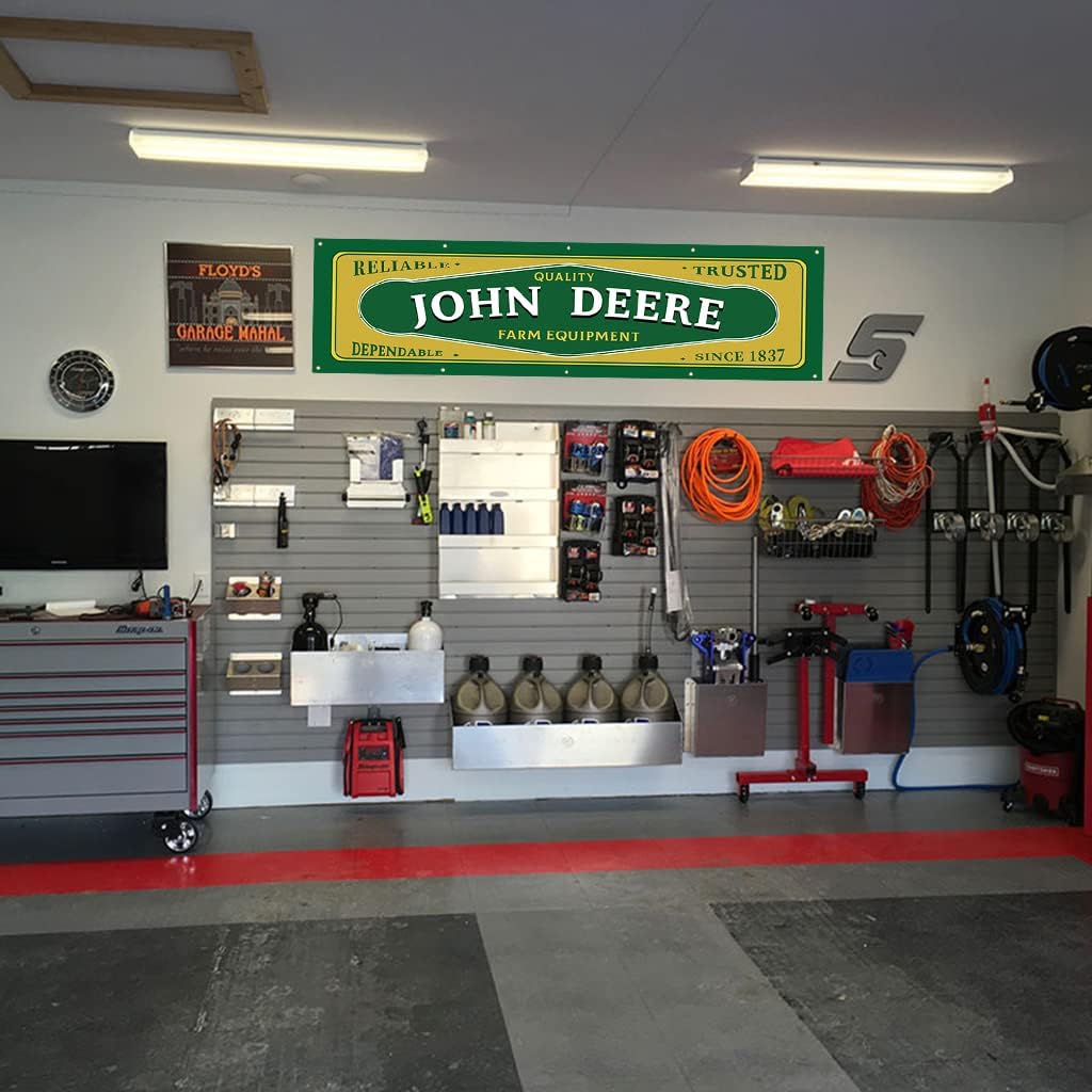 John Banner Deere Flag,2x8 Nothing runs like a Deere Flag with 10 Brass Grommets for College Dorm Decor, Outdoor, Gift, Indoor, Garage, Home,House