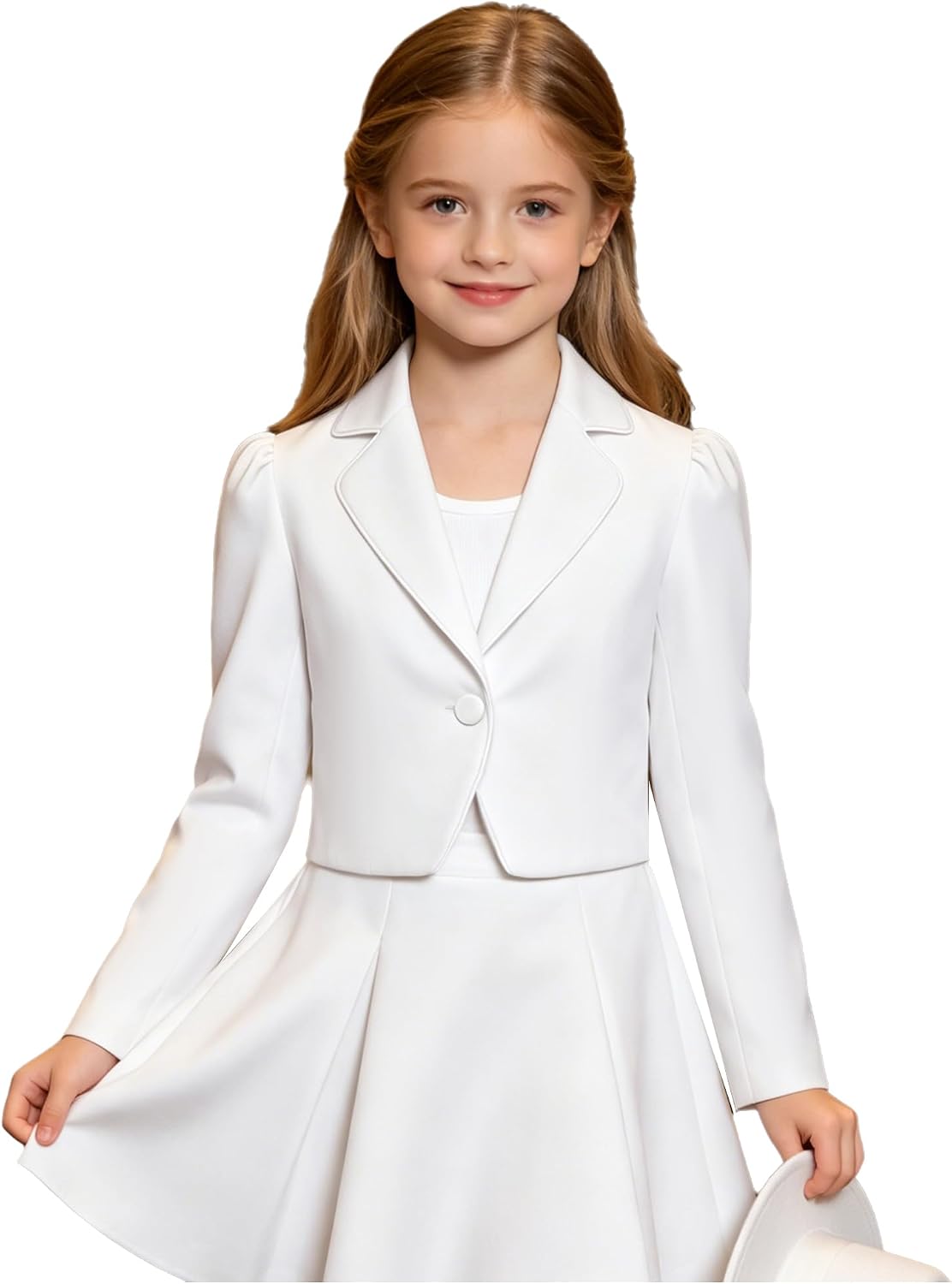 FEESHOW Kids Dressy Cropped Suit Coat Classic School Blazer Long Sleeve Formal Outerwear for Birthday