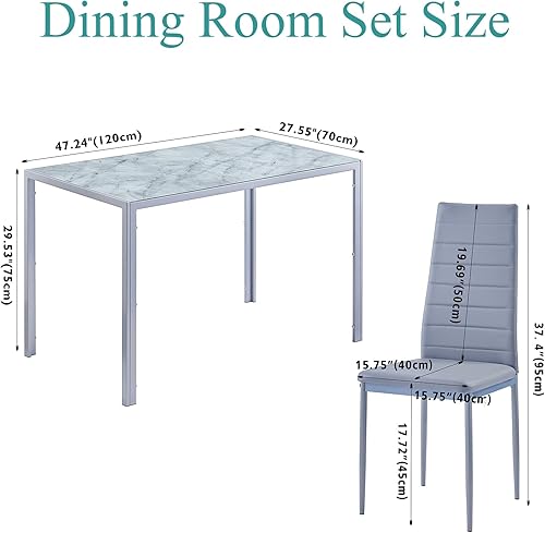 Miniatura 2 de paonne Mesa de comedor gris con sillas juego de mesa de comedor para 4 mesa de cocina y sillas juego de comedor para 4 para cocina comedor