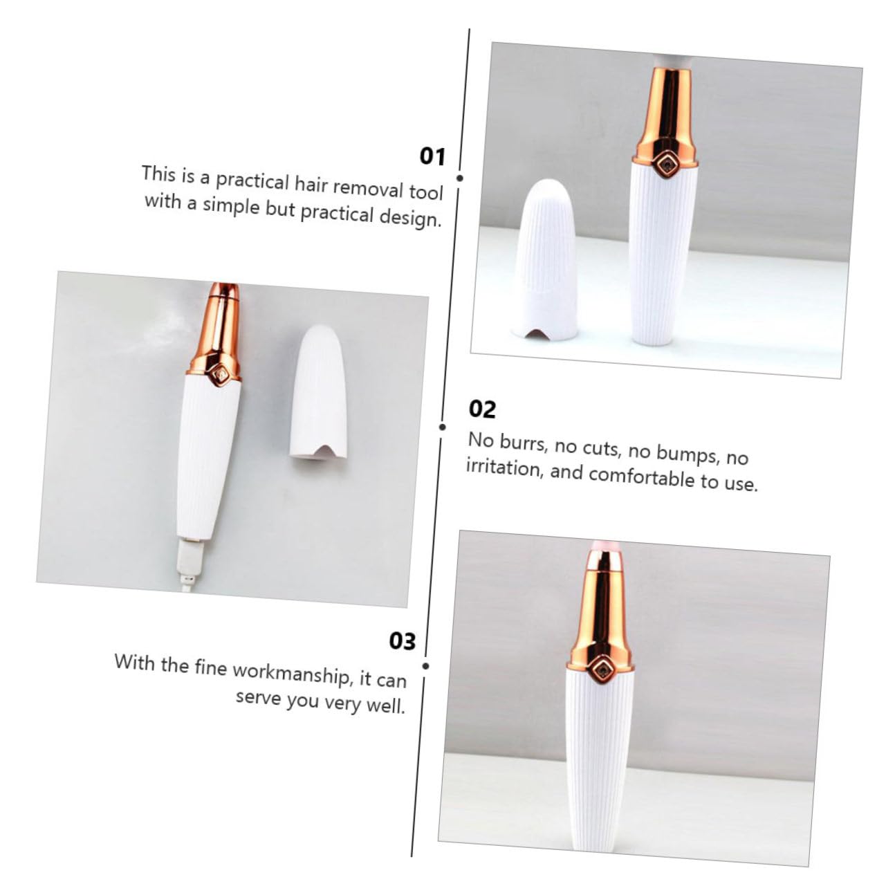 4 Pezzi Rasoio Elettrico Multi per Donne Epilatore USB per Sopracciglia e Depilazione Veloce Facile Portare Adatto per Visos Labbra Braccia e Gambe Bianco