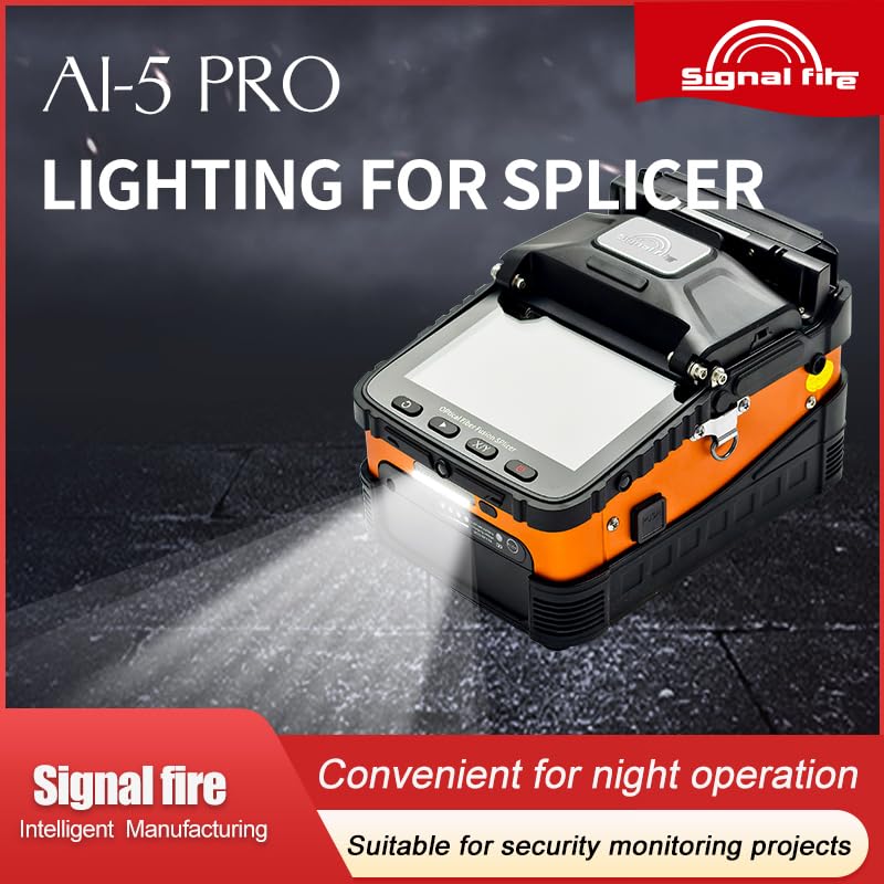The integrated LED lighting feature of the AI-5 PRO Fusion Splicer, illuminating the work area.