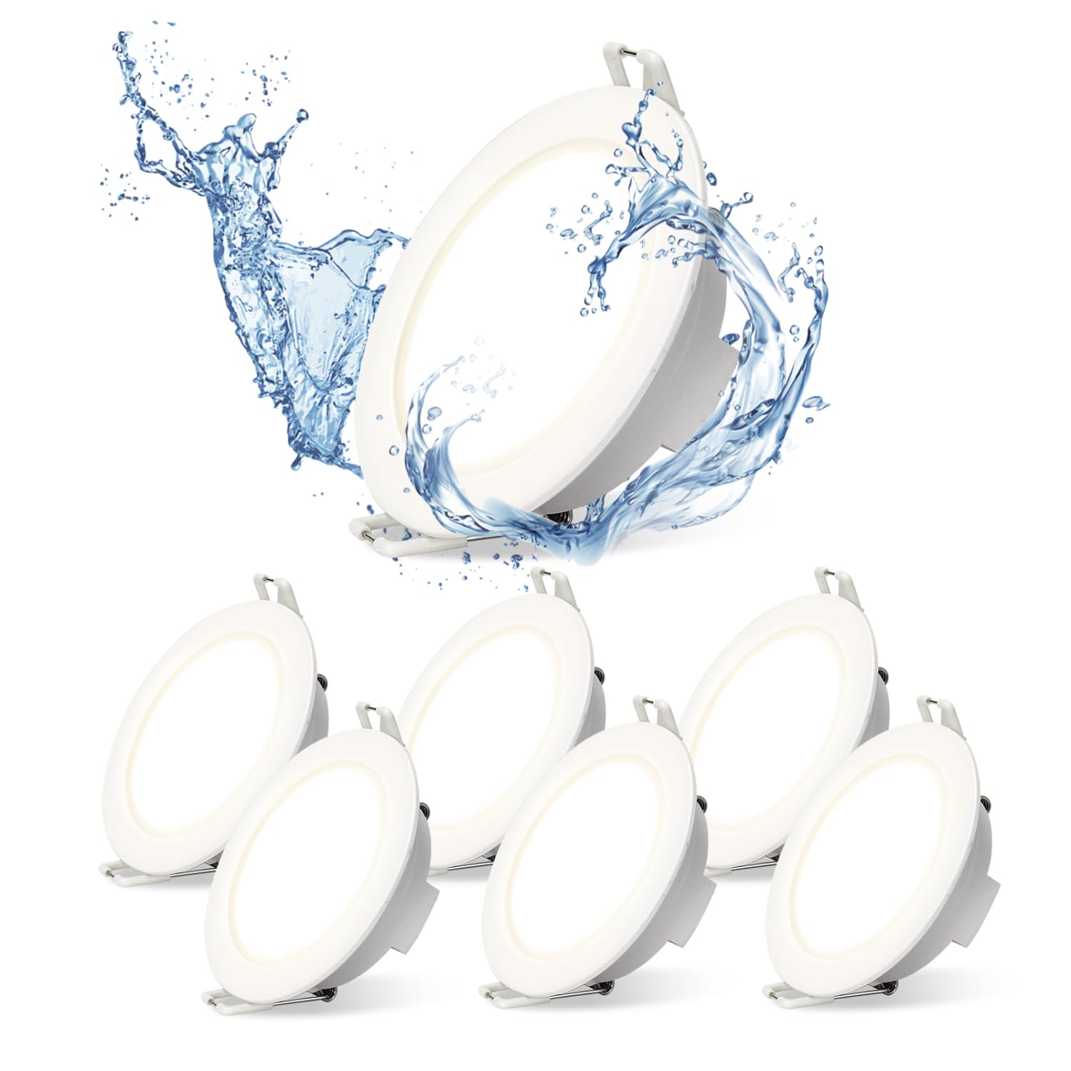 Aigostar Downlight LED Techo Empotrable 4.8W IP65 Impermeable, Ojos de Buey 4000K Luz Natural, Downlight LED Baño Extraplano Blanco, ø87*H35mm, 6 pack