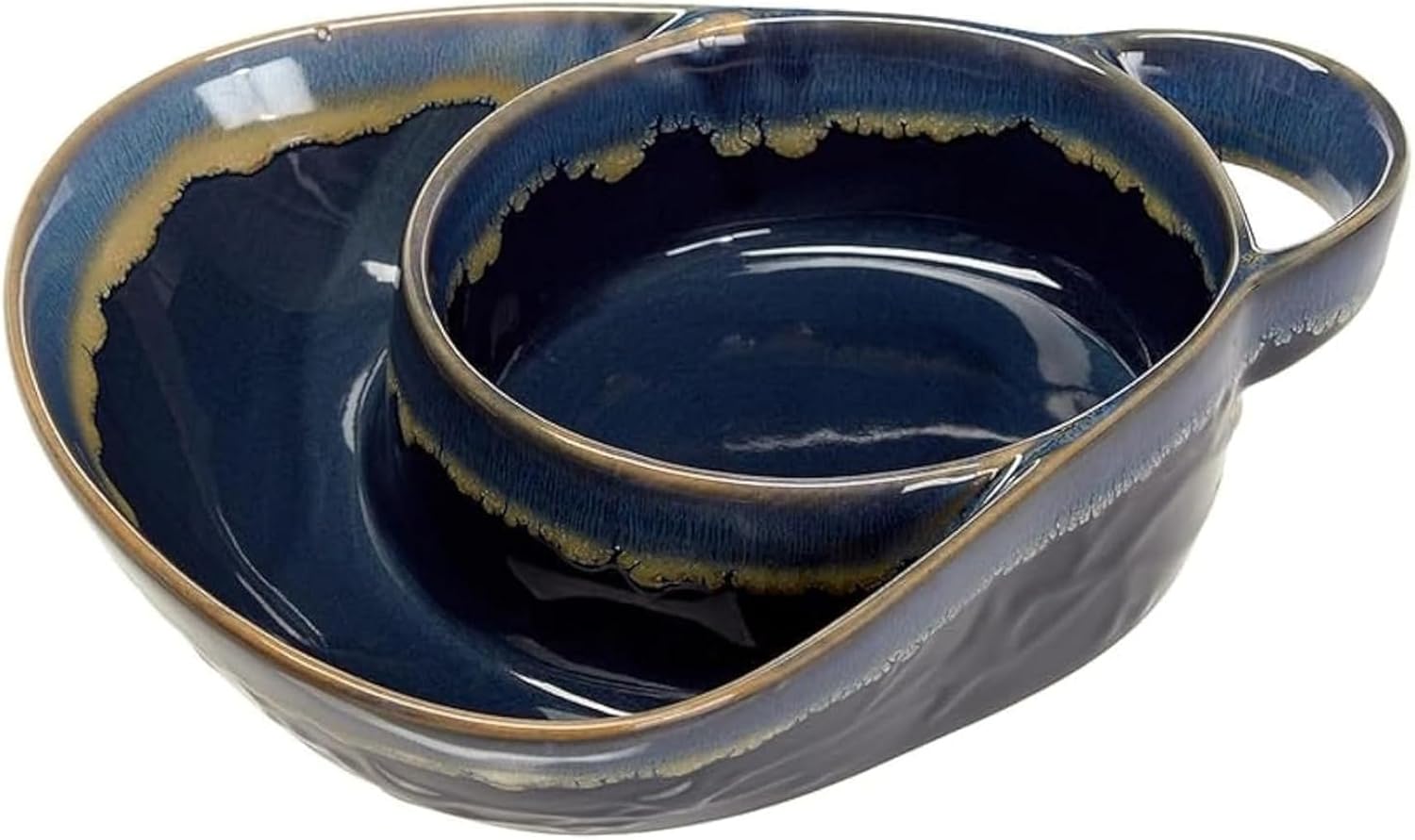 Retro Ceramic Soup Bowls, Elegant Chip and Dip Bowl with Handles, Stoneware Soup Side Bowls for Dessert Fruit Salad/ 8x7x2