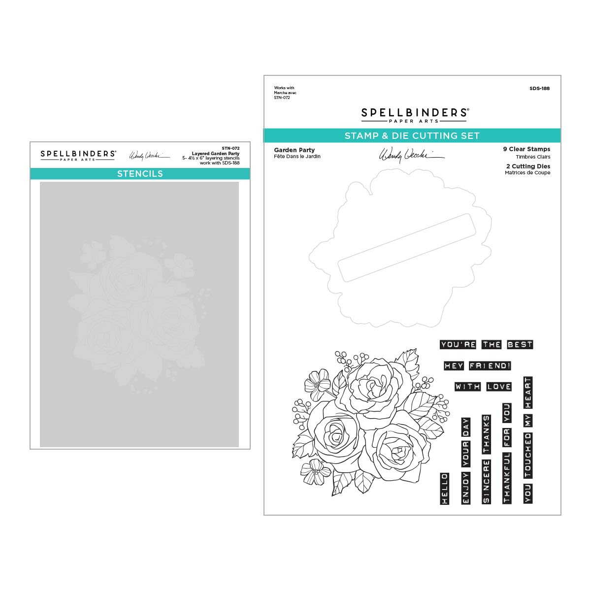 SpellbindersGarden Party SDS & Stencil Bundle Clear Stamp Set