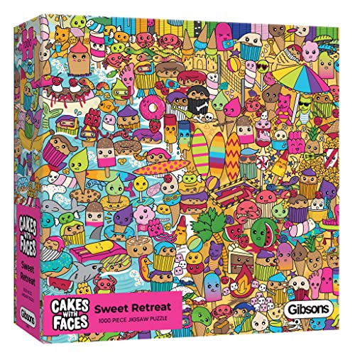 Gibsons Sweet Retreat 1000 Piece Jigsaw Puzzle Cute Colourful Sweets Candy Contemporary Design Cartoon Sustainable Jigsaw for Adults Teens Premium 100% Recycled Board