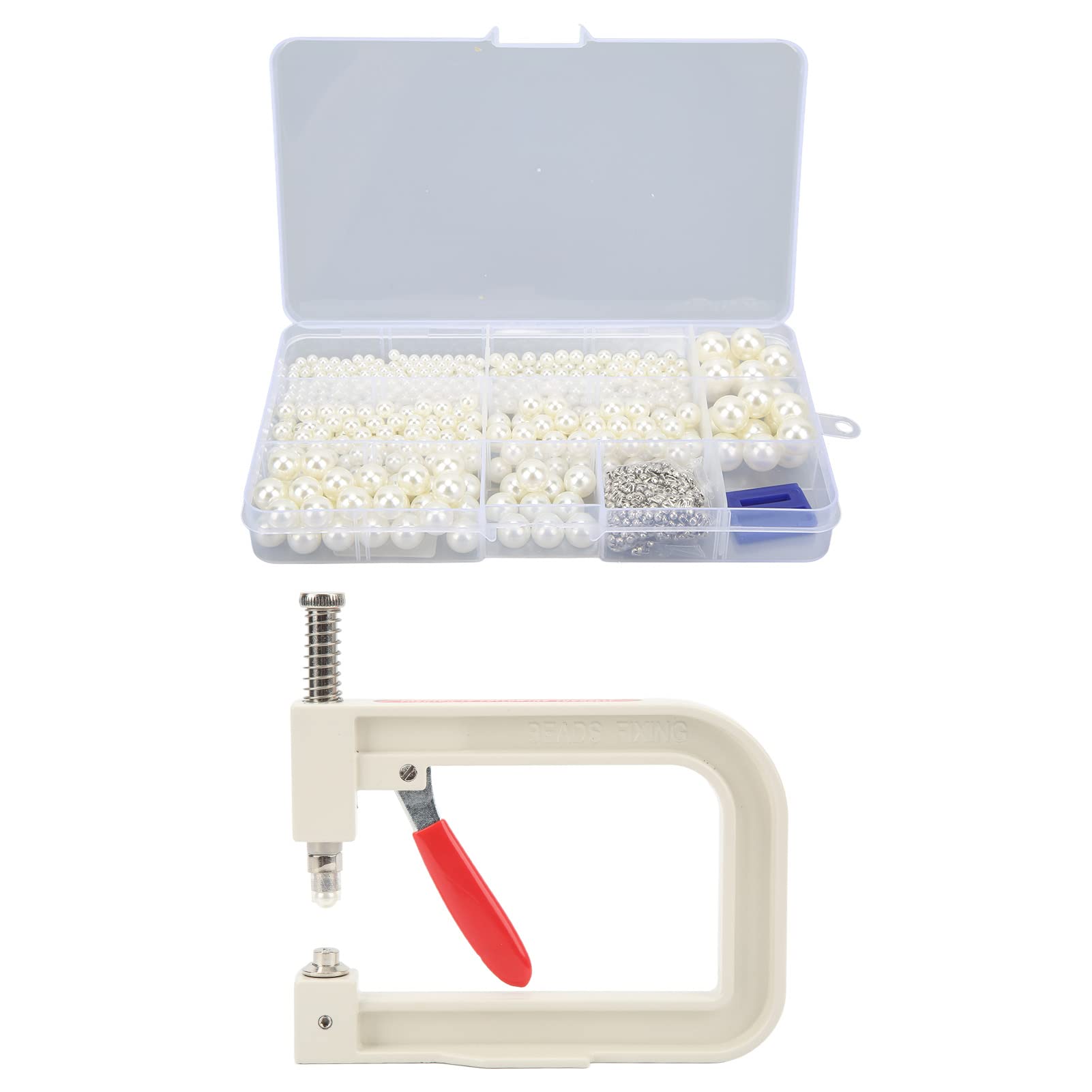 Manuelle Perlensetzmaschine mit Perlenniet-Set - Handpress-Maschine für präzise Perlenbefestigung auf Kleidung, Taschen, Schuhen & DIY-Handwerk