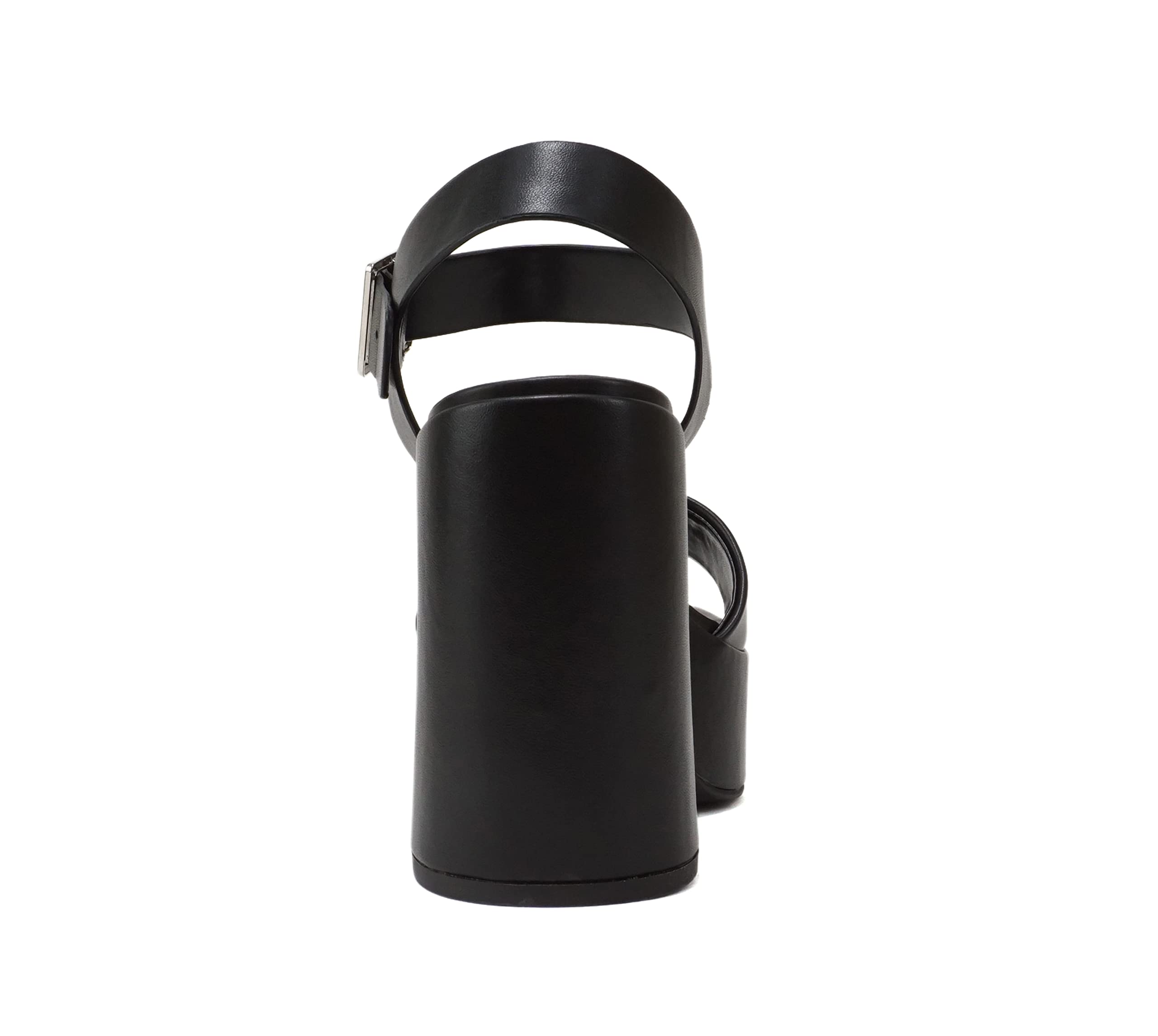 Soda Launch ~ Women Open Toe Ankle Strap Platform Chunky High Heeled Sandal: 5.5 Black Pu