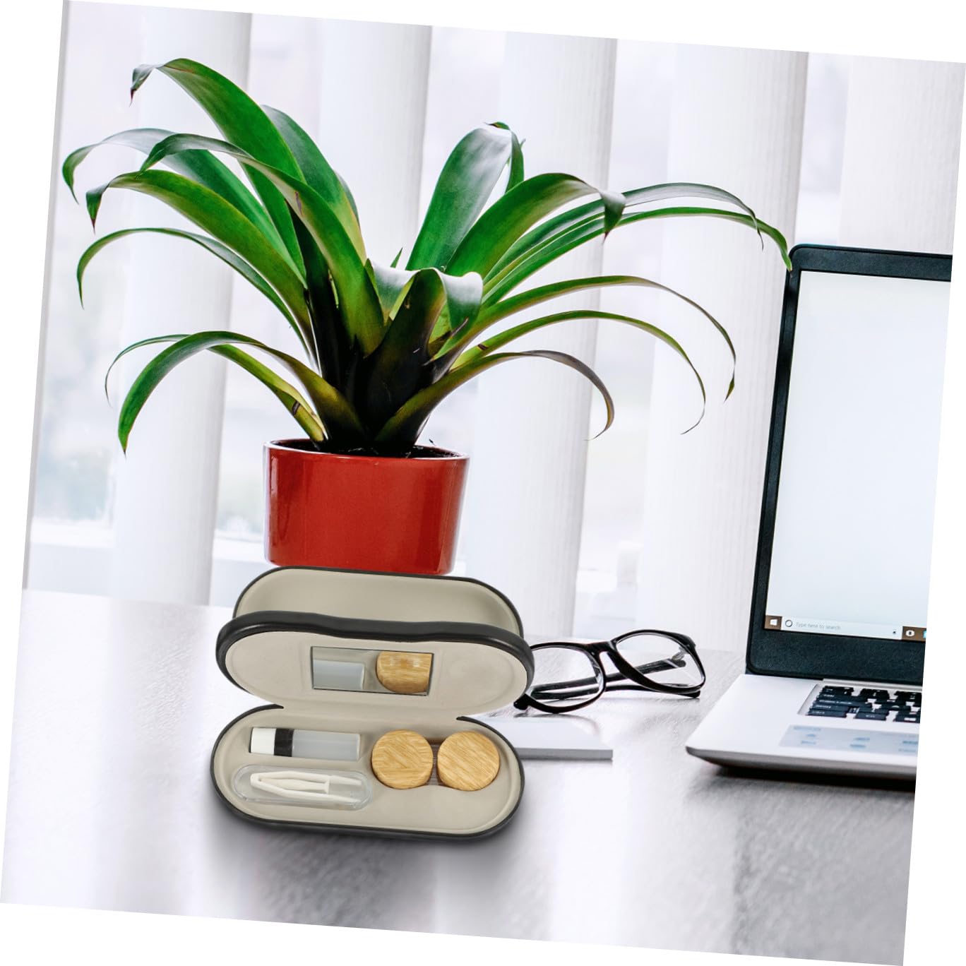 BESTonZON Astuccio per Occhiali Doppio Strato in Pelle Pu e Metallo, Custodia Pieghevole Portatile per Lenti Organizer Multiuso per Occhiali da Vista da Sole