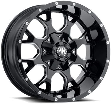 مجموعة العجلات Mayhem 8015-2137M Warrior 8015 Black / Milled Spokes 20X10 6-135 / 6-139.7 -25mm 106mm   
