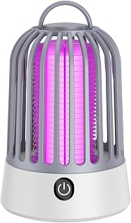 SHOUD Mosquito Killer lamp,Portable Bug Zapper Light,USB Rechargeable Fly Zapper Led Killer Lantern,Electronic Insect Killer with Night Light,Mosquito Light Insect Killer for Indoor Outdoor, Gray