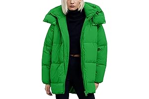 Womens Long Hooded Padded Puff Sleeve Trench Coat