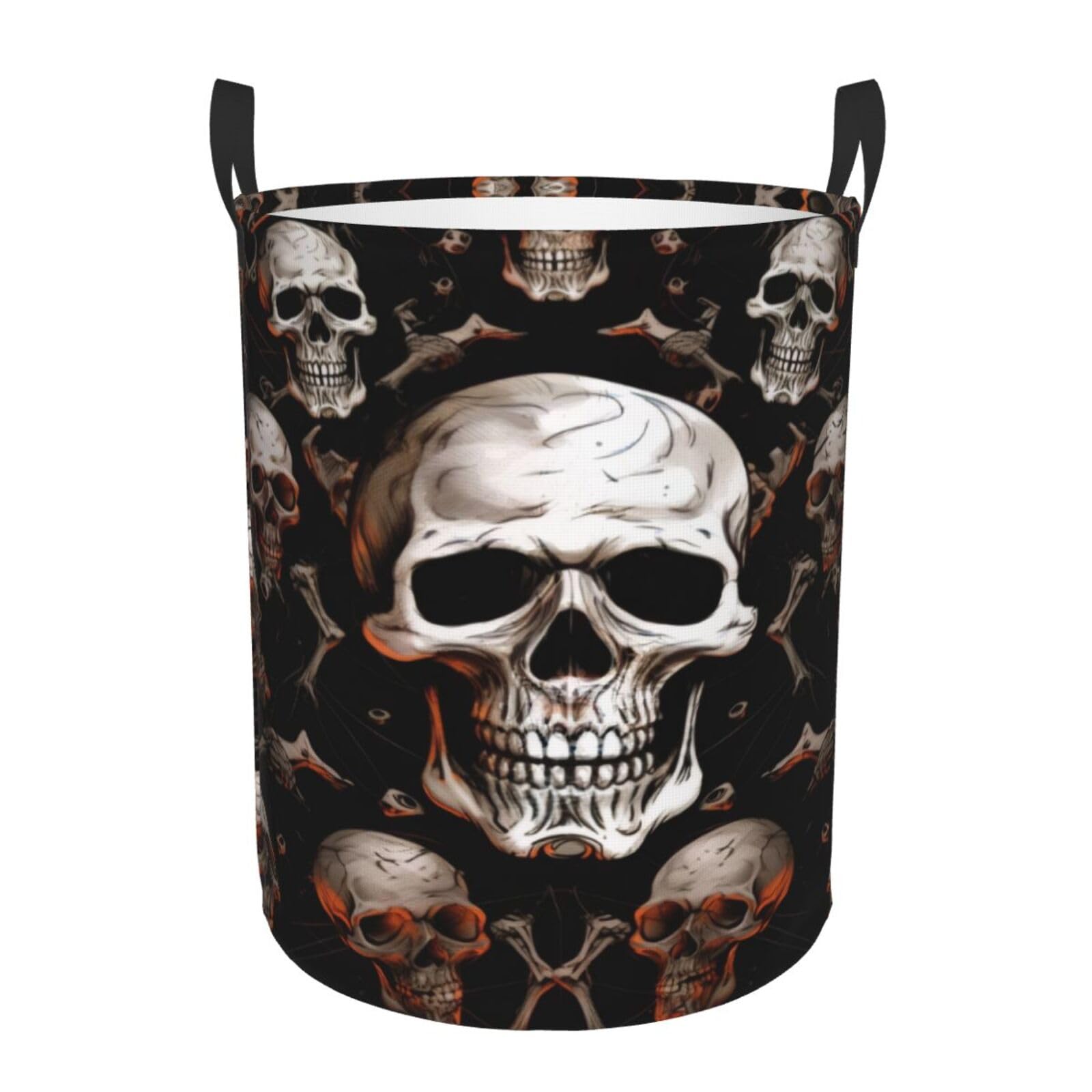 Dfepfkgokl 3D Printed Pattern Skull Background - Circular Laundry Basket Â€“ Waterproof, Lightweight, And Durability With Handles | Collapsible Laundry Hamper For Home Décor And Versatile Storage
