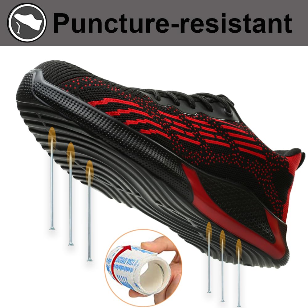 Scarpe Antinfortunistiche Scarpe da Lavoro Uomo Donna Scarpe Protettive Traspiranti Antiscivolo con Puntale in Acciaio per Unisex 36-46