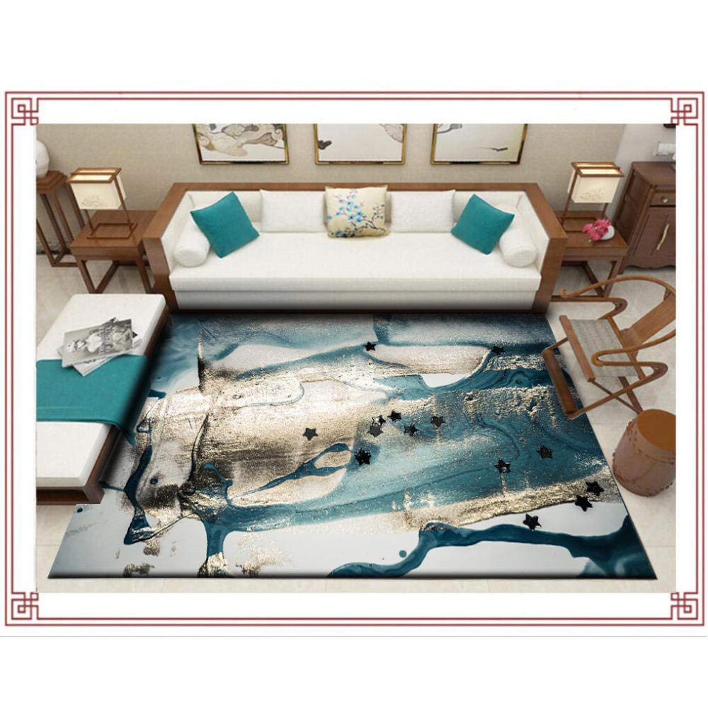 no brand Moda Astratta Heavy Metal Vento Blu Verde a Cinque Punte Camera da Letto Soggiorno Cucina Comodino Tappeto Porta mat-120X160CM