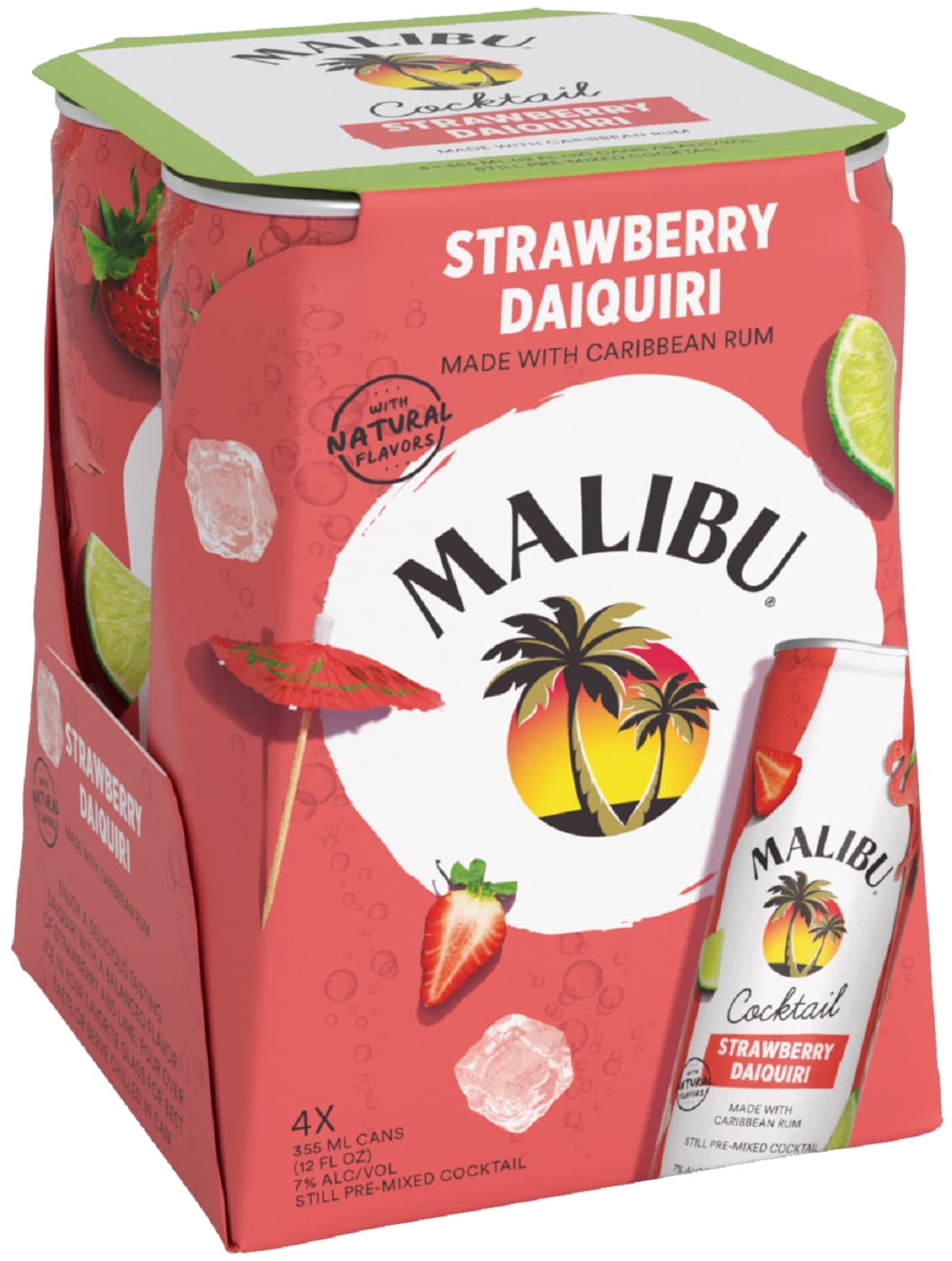 Malibu Ready to Drink Cocktail Strawberry Daquiri, 4pk