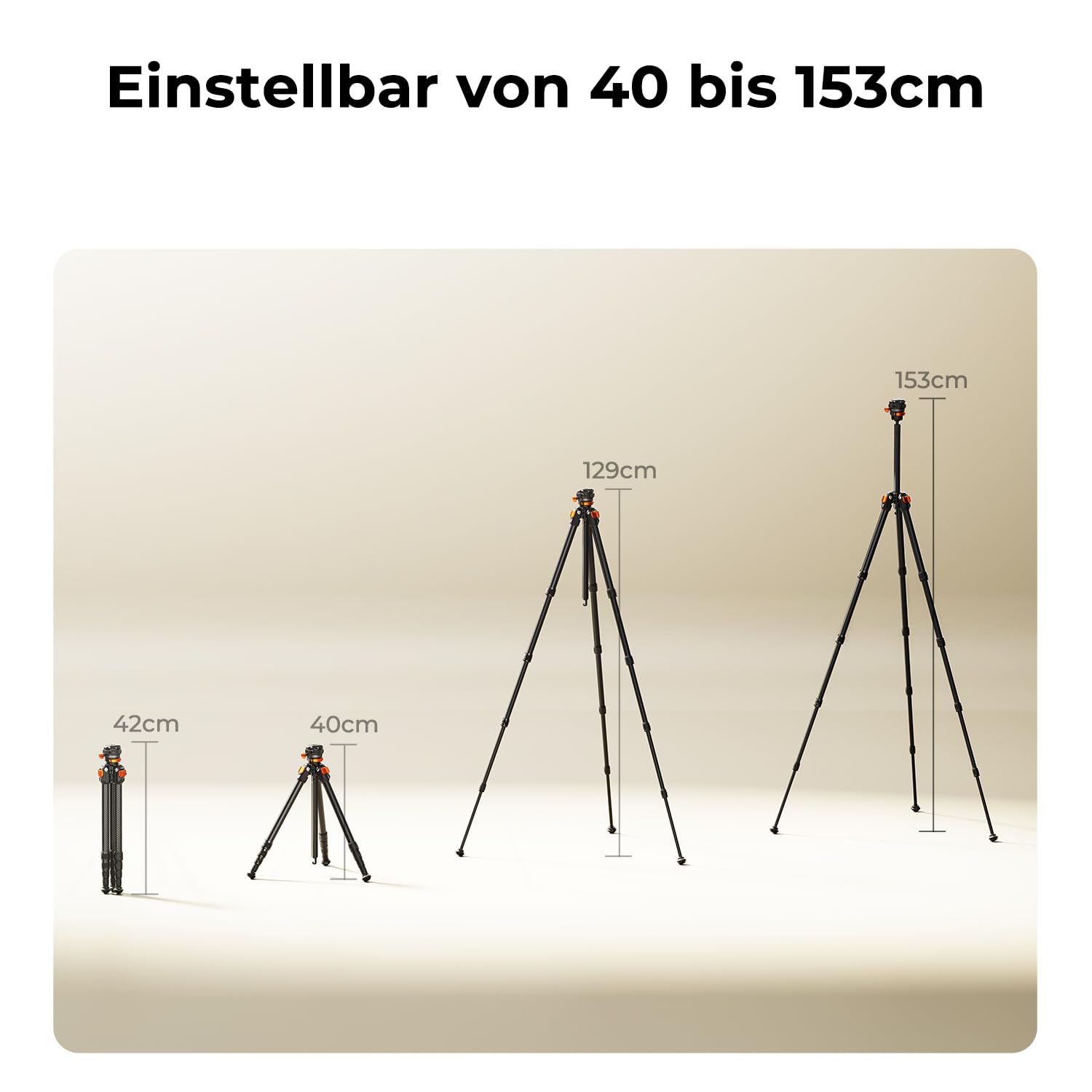 K&F CONCEPT Stativ Kamera 153cm Carbon Leichtes Tripod Kompaktes Reisestativ für DSLR A225C2+BH28R