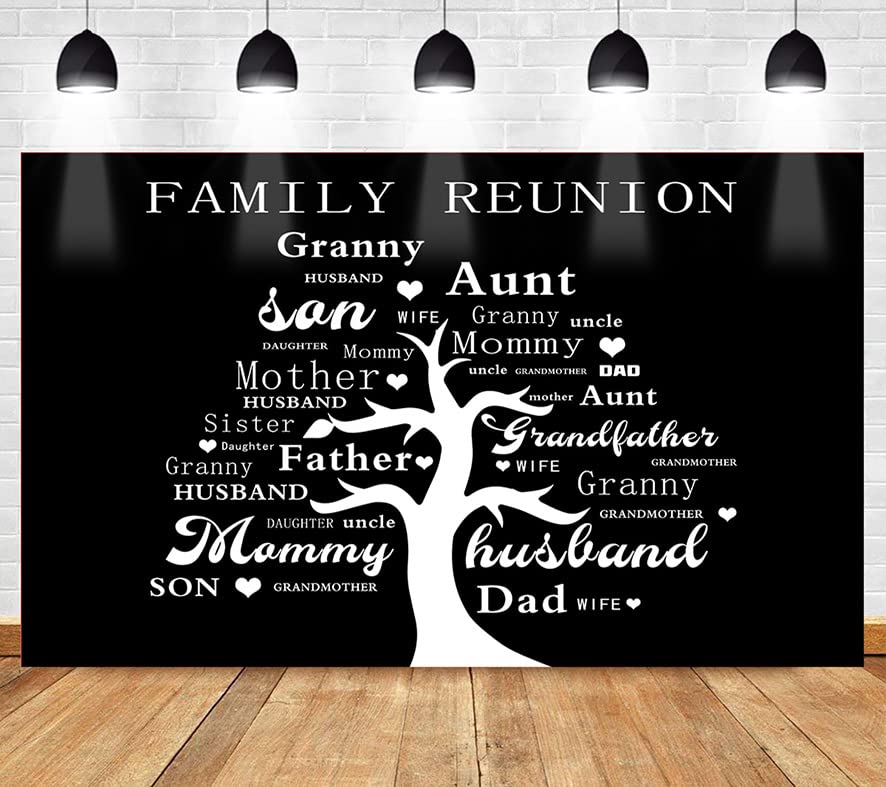Family Reunion Backdrop Family Members Tree Photo Background MEETSIOY Black Studio Props Banner Family Reunion Party Supplies Cake Table Decorations