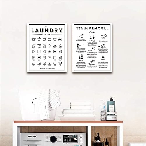 Miniatura 7 de Ecyanlv Cartel de pintura en lienzo con símbolos y manchas para eliminar manchas, pintura blanca y negra, decoración de pared, regalo de