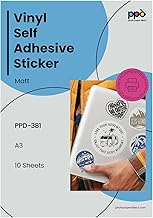 PPD A3 x 10 Vinyl Matt Stickers, Photo Quality, Customizable, Inkjet Printing, Tear Resistant and Labels PPD-381-10