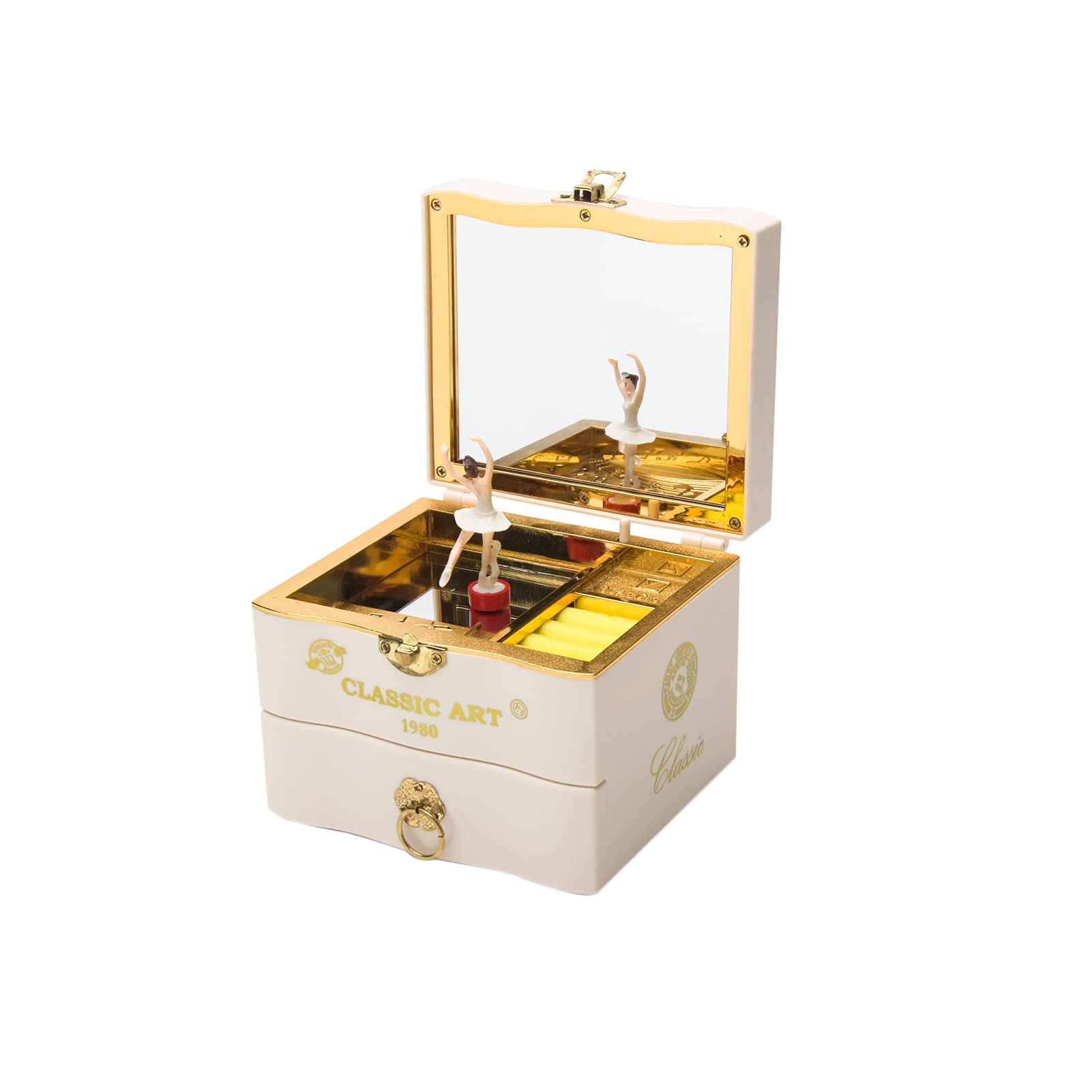 Faderr Scatola regalo di musica, Carillon rotante di nozze, Carillon musicale gioielli ballerina portagioie musicale cassetto di stoccaggio gioielli ballerina ornamenti ragazza musicale