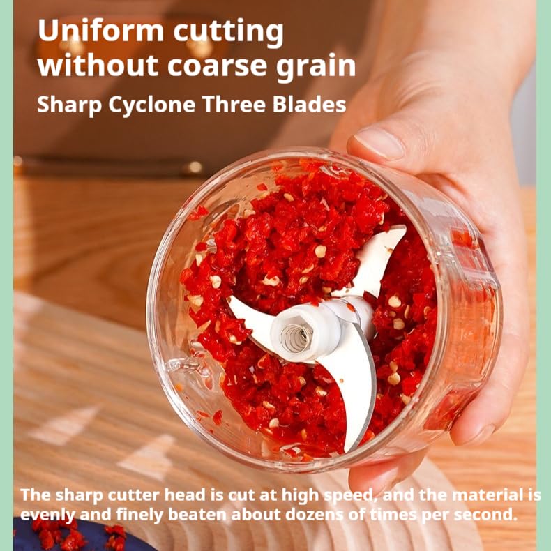 Model Type-c Rechargeable Food Processor Electric, Mini Food Chopper, Garlic Crusher, Onion Chopper, Portable Mini Food Processor for Garlic, Ginger, Chilli, Vegetable