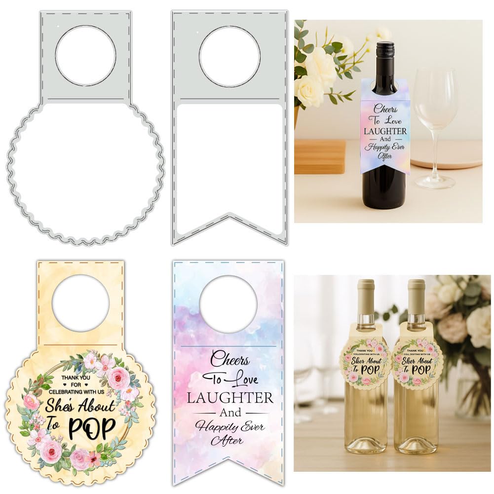 UNICRAFTALE 2Pcs Bottle Tag Metal Cutting Dies Wine Tags Die Cut 3D Embossing Gift Tag Stencils for Card Making DIY Scrapbooking Photo Album Journal Decoration Paper Crafts