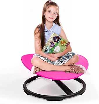 Spinning Chair for Autistic Kids, Training Body Coordination Sensory Toys | Sensory Swivel Seat for Children Autism, Body Balance, Focus & ADHD Support, Sit and Spin Sensory Product, Ages 3+ Rose