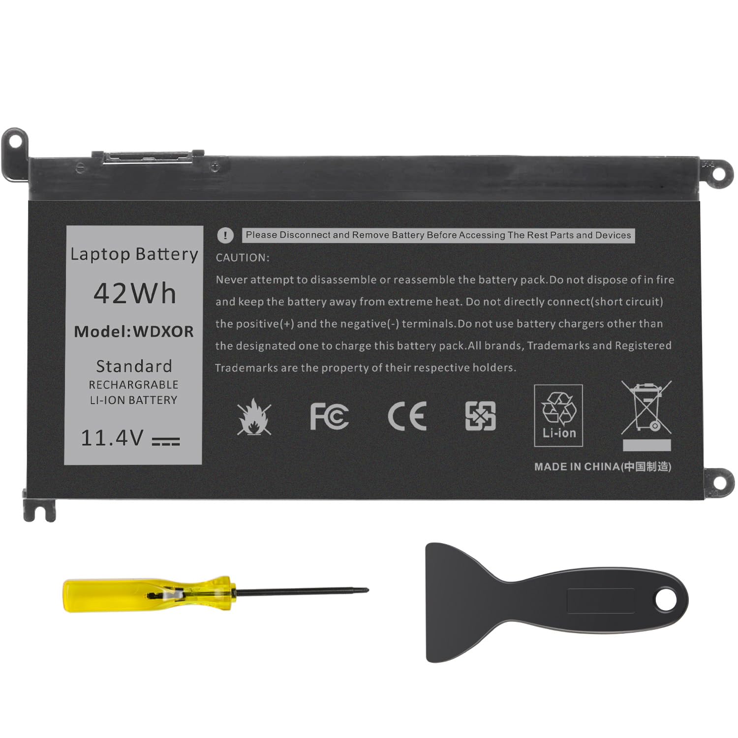 ASUNCELL 11.4V/42Wh WDXOR Batterie d'ordinateur Portable pour Dell Inspiron 13 5000 (5368 5378 5379) 2-in-1, Dell Inspiron 14 7000 (7460 7472), 15 7000 (7560 7570 7572 7580), Latitude 3390 2-in-1