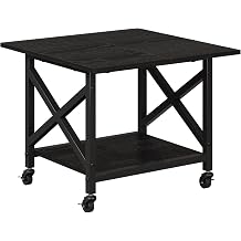 VENNQD 2 Tier Printer Stand, 23.6 x 23.6 Large Table with Storage Shelf, Rolling Printer Cart with Wheels, Laser Printer Table for Home Office Scanner Fax Machine, Black