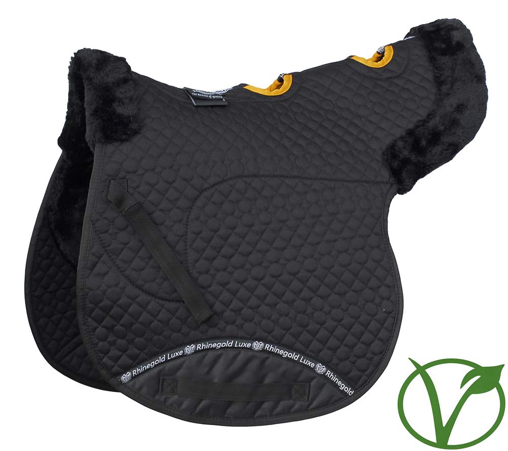 Rhinegold Unisex's 453-P-BK/BK Luxe Fur Vented Numnah, Black/Black, Pony