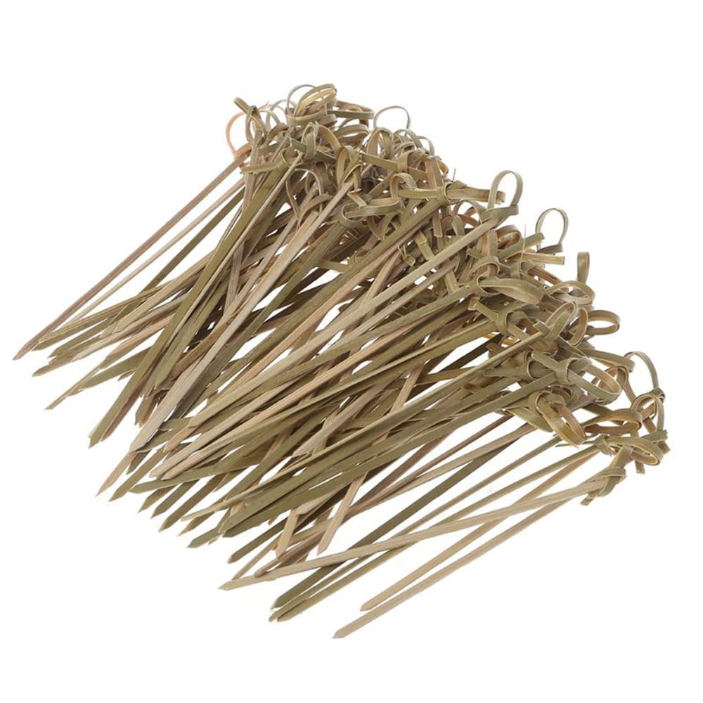 Cenpek 200Pcs Bamboo Cocktail Picks, 9Cm Bamboo Skewers, Cocktail Toothpicks For Appetizers Appetizers Cocktail Party Bbq (Knotted End)