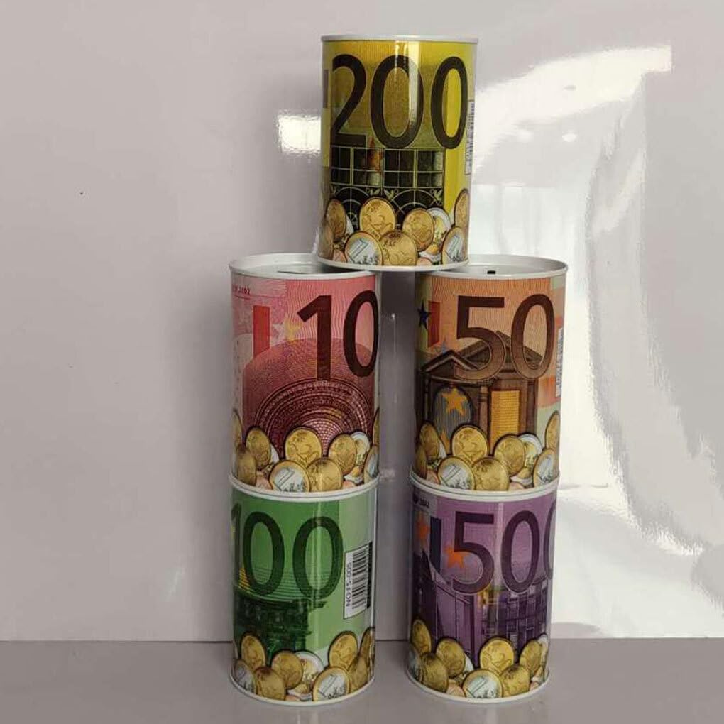 Salvadanaio In Metallo Ailan Con Simbolo € – Scatola Portamonete In Banda Stagnata – Dimensioni 11x7,5x7,5 Cm – Regalo Creativo Per Bambini E Adulti