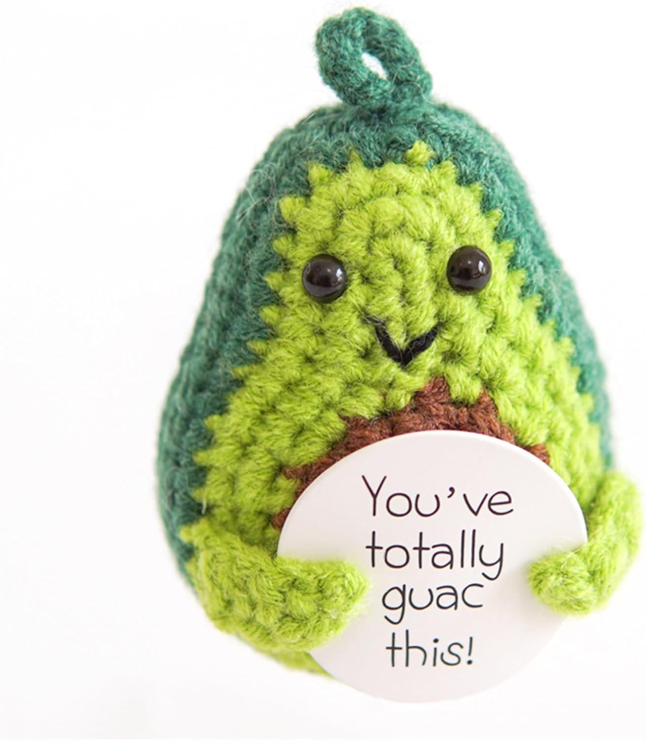 BULINGNA Funny Crochet Inspirational Potato with Positive Card, Cute Emotional Support Pickle Positive Dolls (Avocado, One Size)