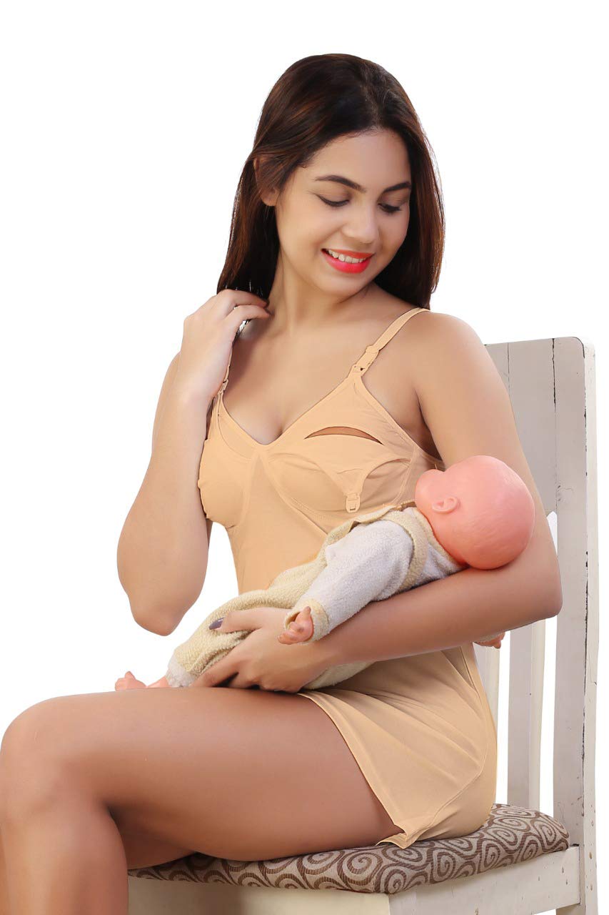 O' Womaniyah! Women's Maternity Breastfeeding Clip Down Nursing Camisole/Nursing Tank Top Nursing Sleepwear. (XX-Large, Skin) - Image 4 thumbnail