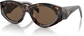 PR 20ZS 2AU06B Tortoise Plastic Oval Sunglasses Brown Lens