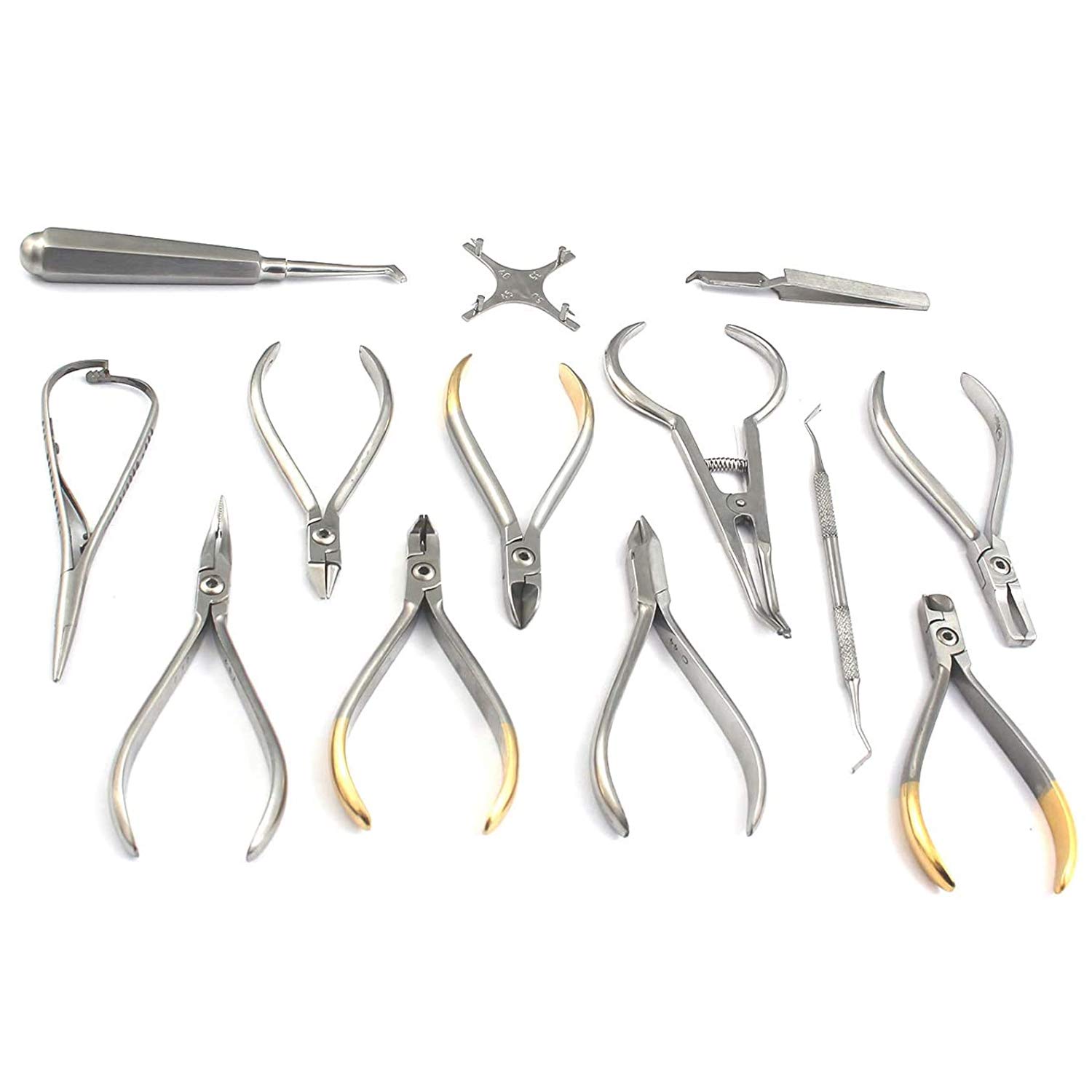 G.S Set of Orthodontic Instruments of 13 Pieces - Stainless Steel - with Boone Gauge Best Quality